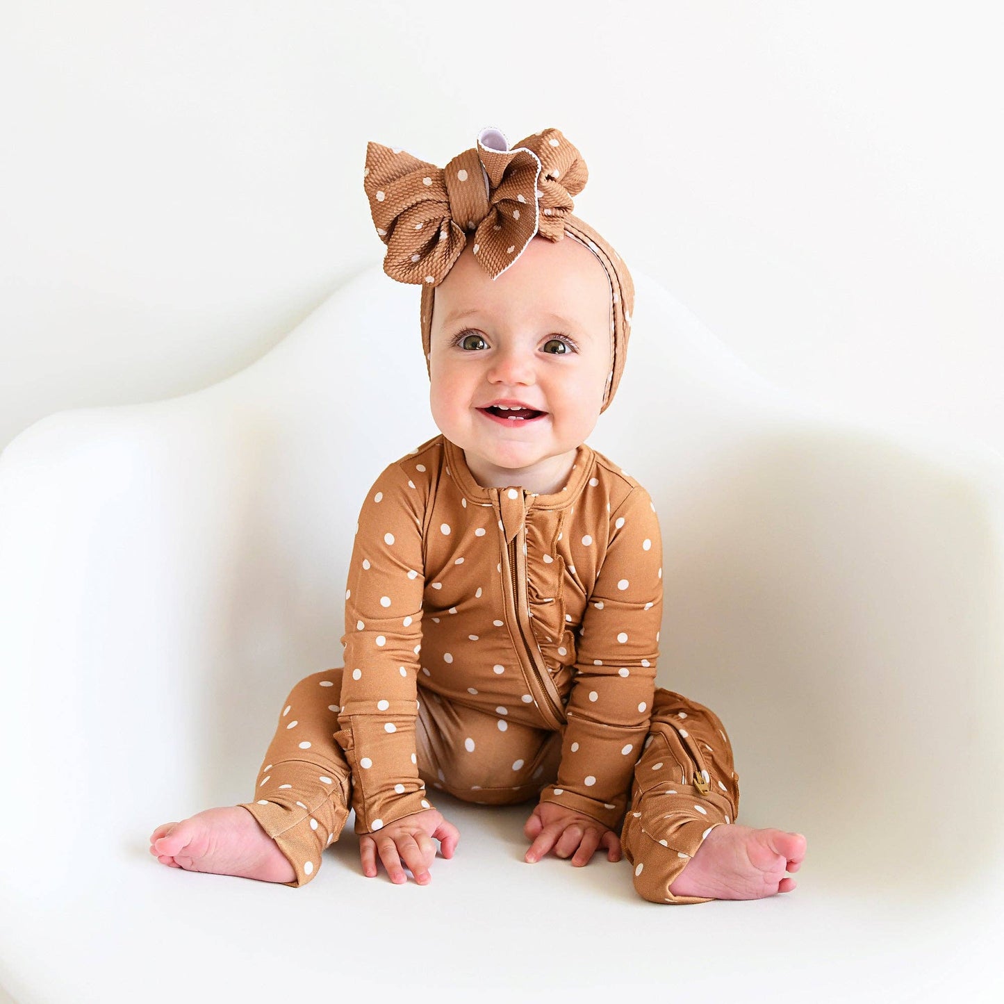 Maple Dot Ruffle Zippered Footie