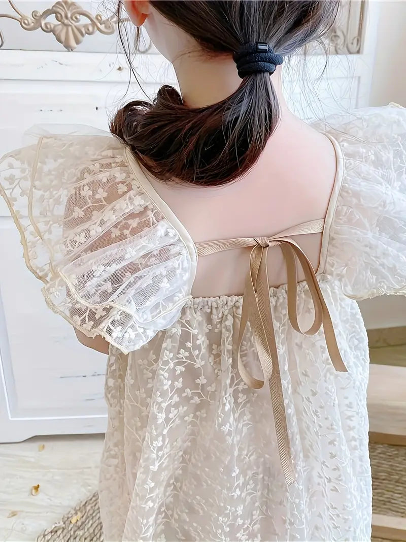 Floral Lace Jacquard Dress | Apricot