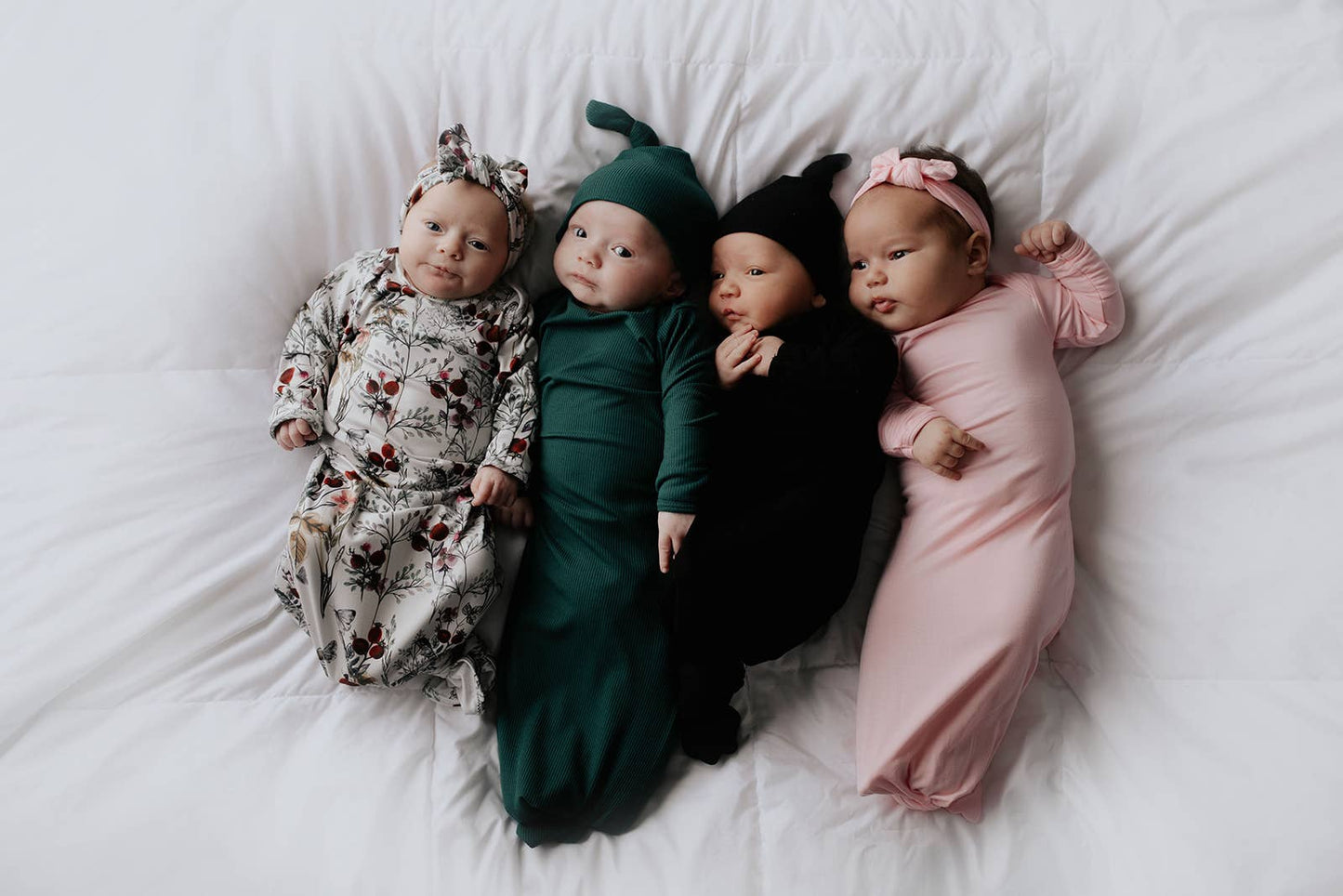 Floral Flower Knotted Gown & Hat | Newborn