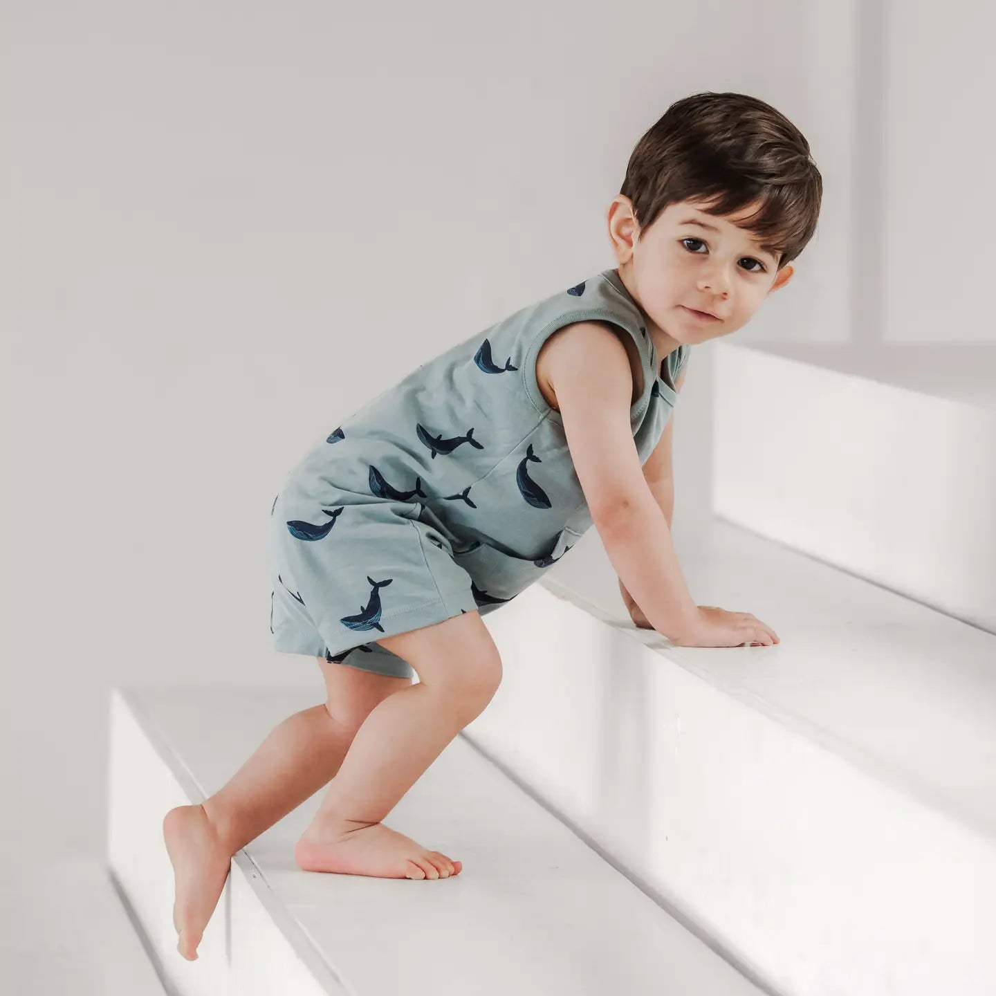 Short Sleeve Romper | Blue Whale