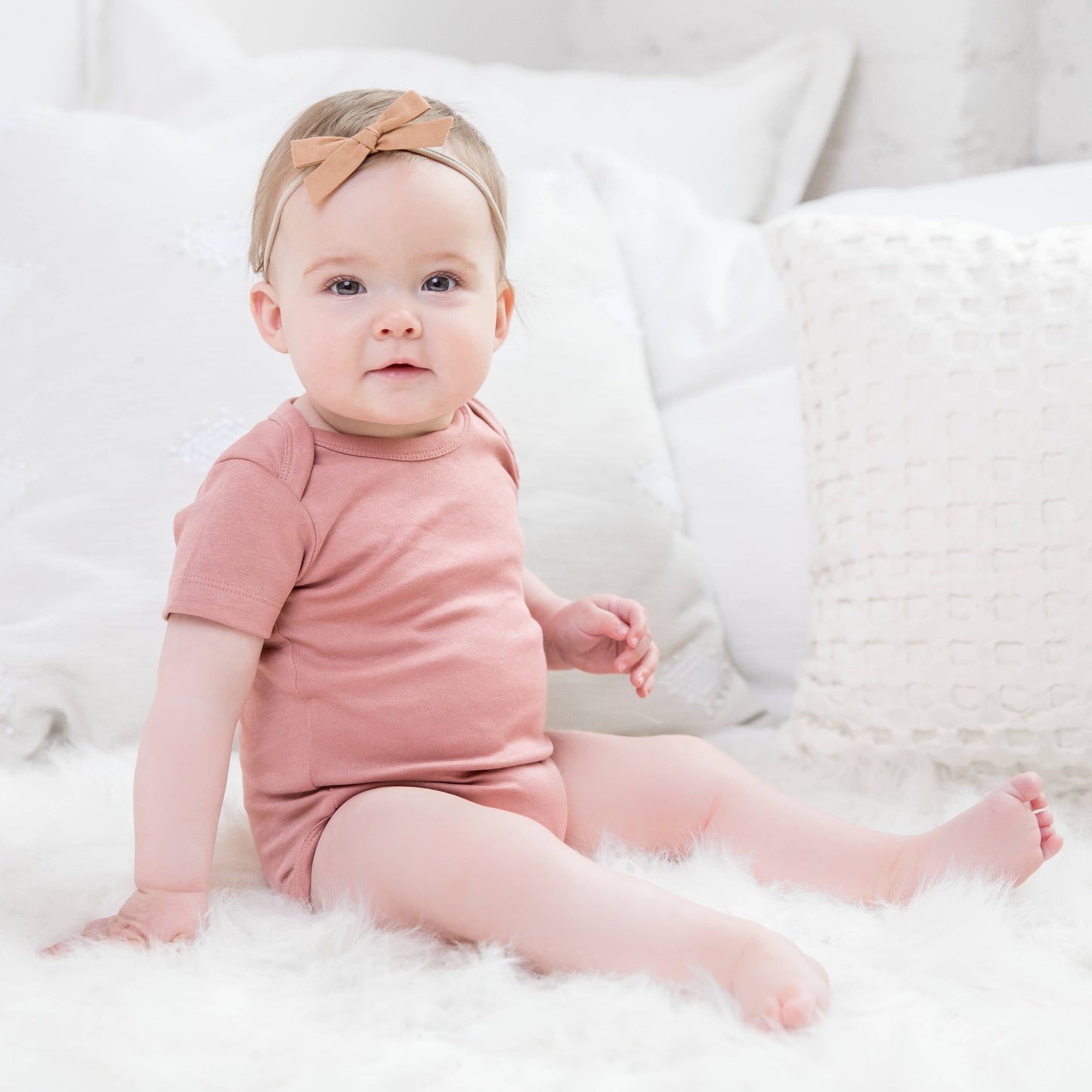 Organic Baby Short Sleeve Classic Bodysuit - Rose
