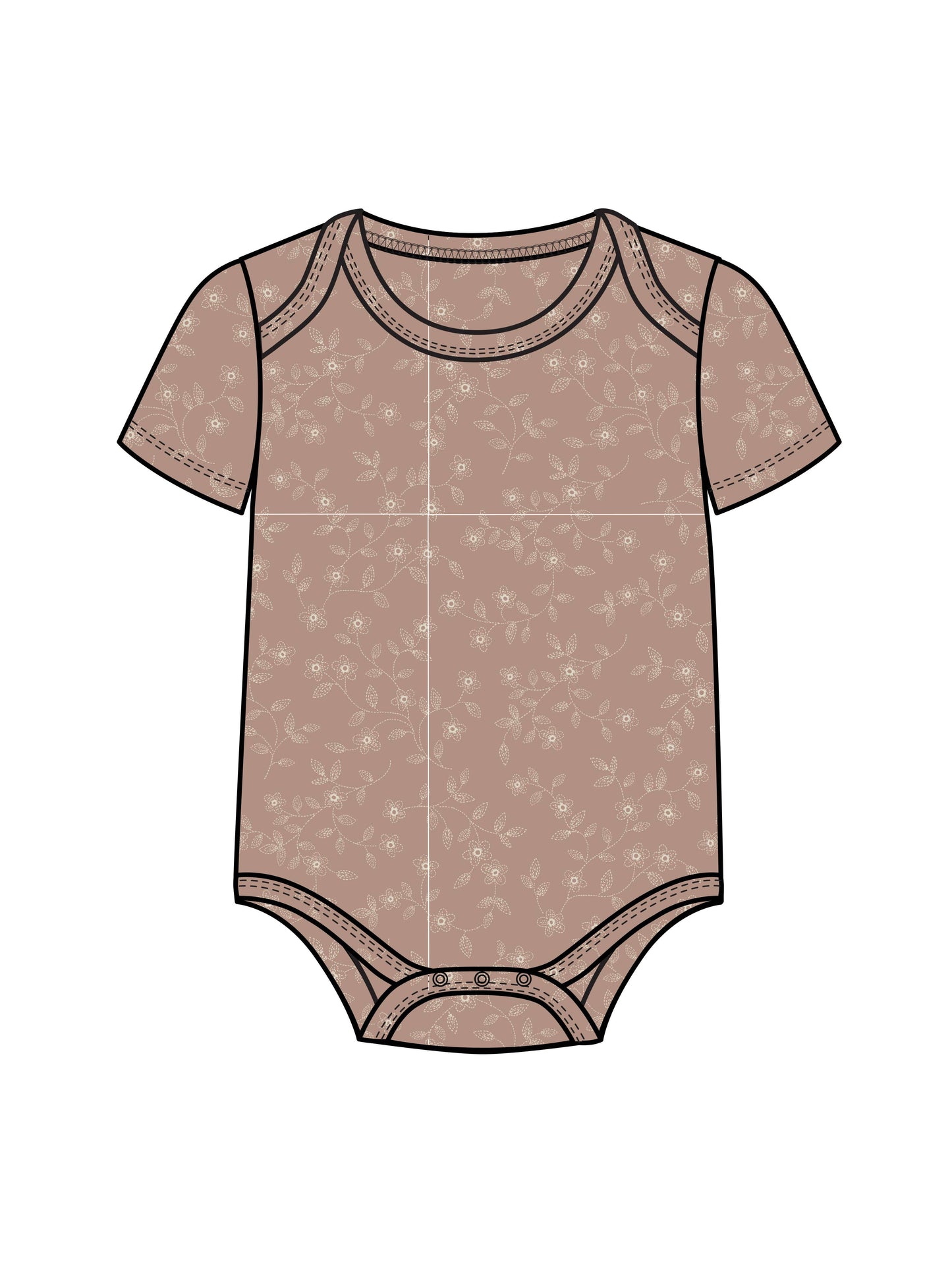 Organic Baby Afton Bodysuit - Candice Floral / Dusty Mauve