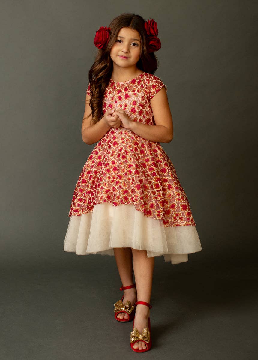 Annalis Dress | Scarlet Metallic