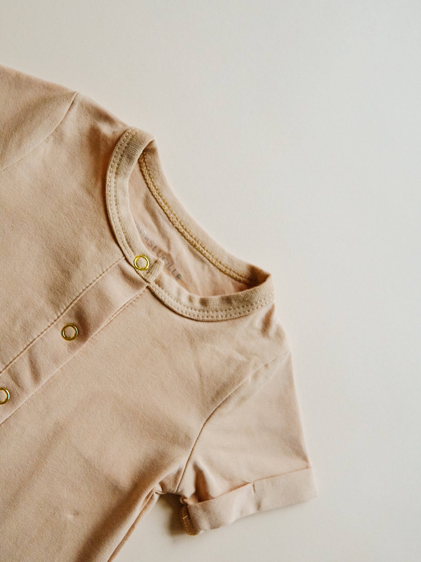 Short Sleeve Henley Romper | Khaki