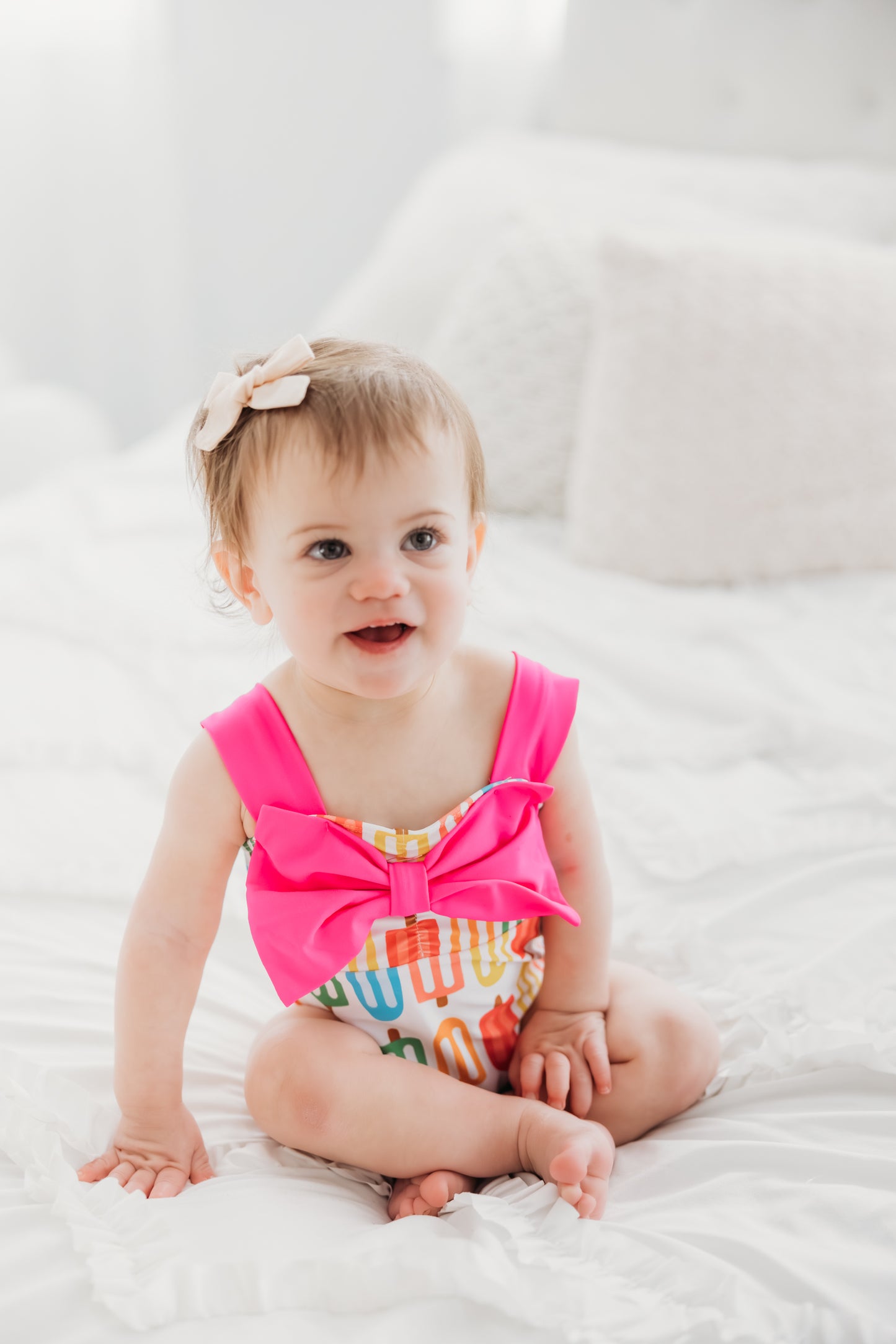Popsicle Pink Bow One Piece Swimsuit
