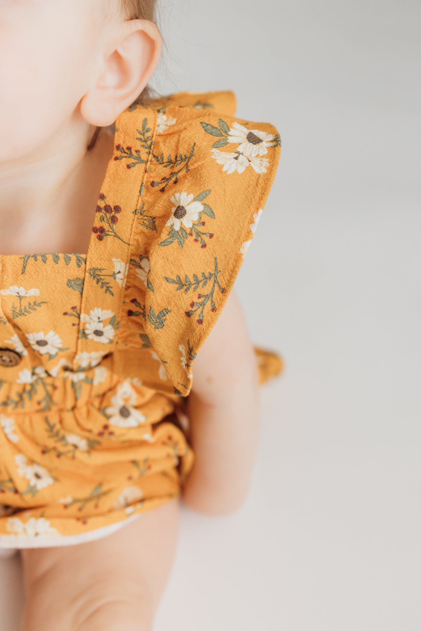 Yellow Floral Print Ruffle Dress