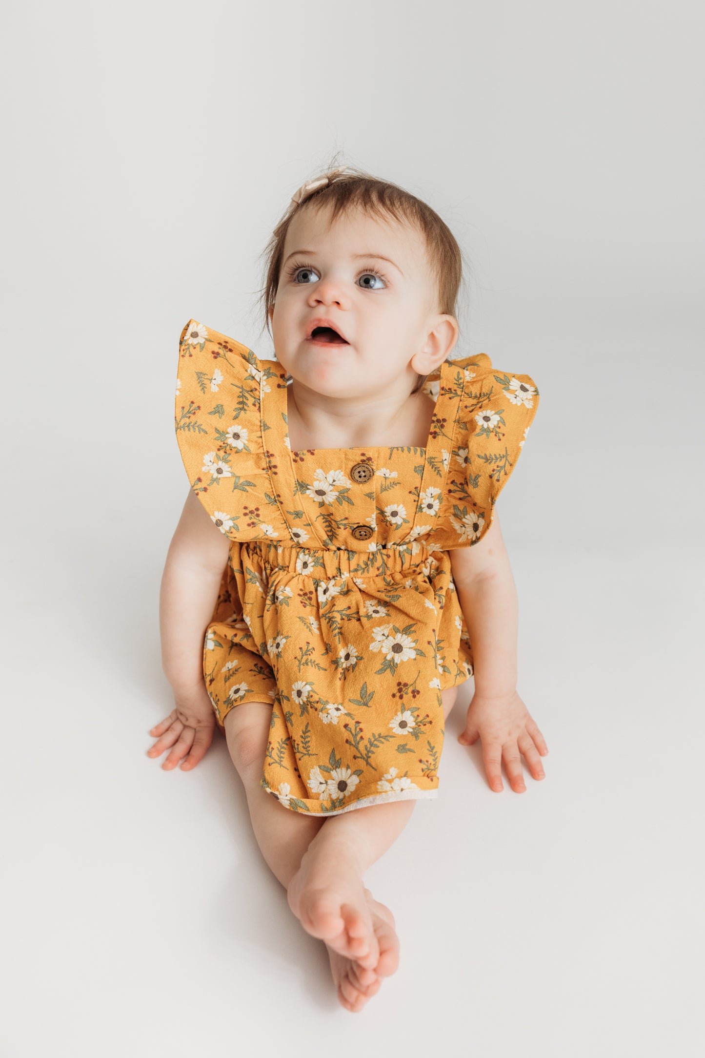 Yellow Floral Print Ruffle Dress