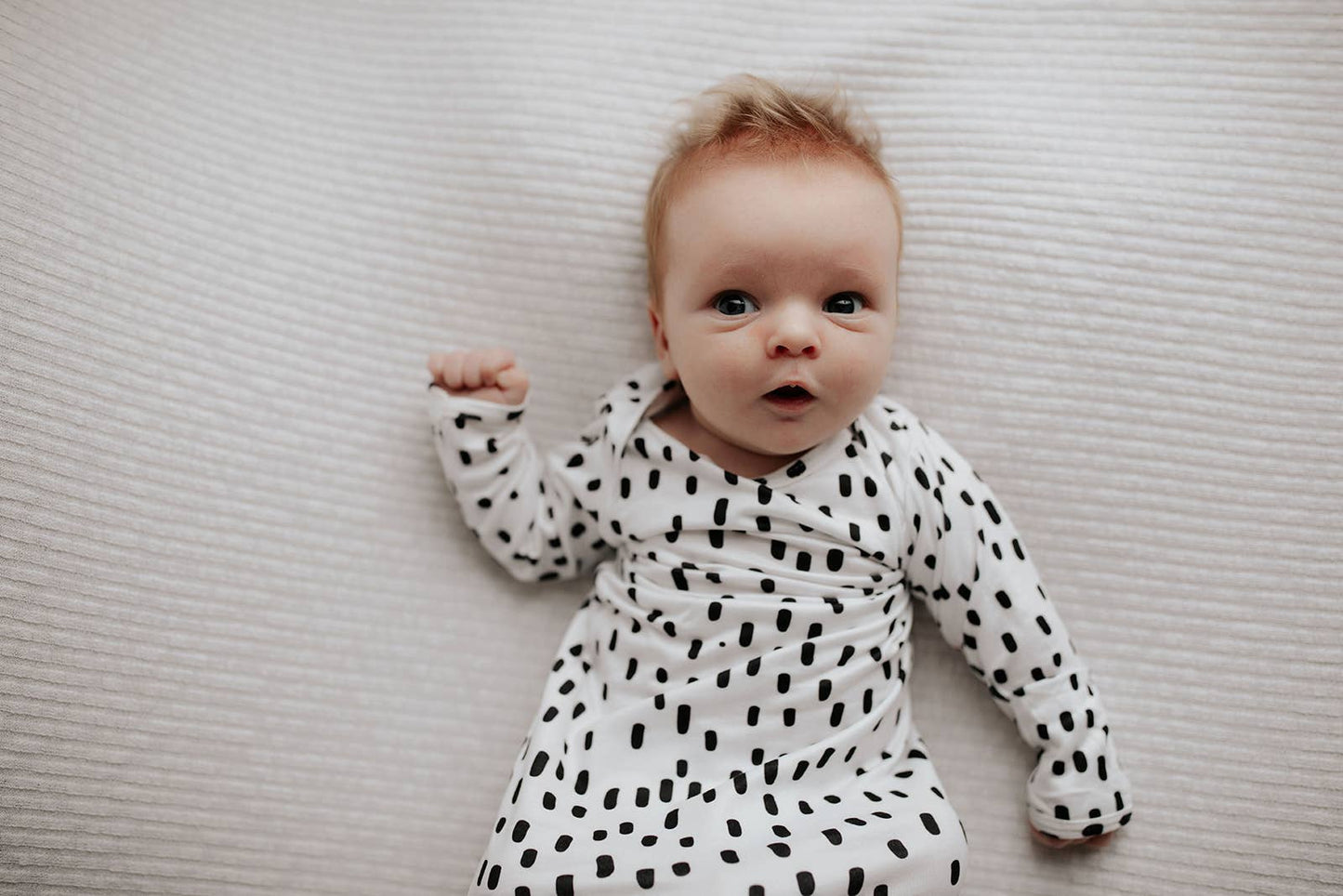 Black & White Poka Dot Knotted Gown & Hat | Newborn