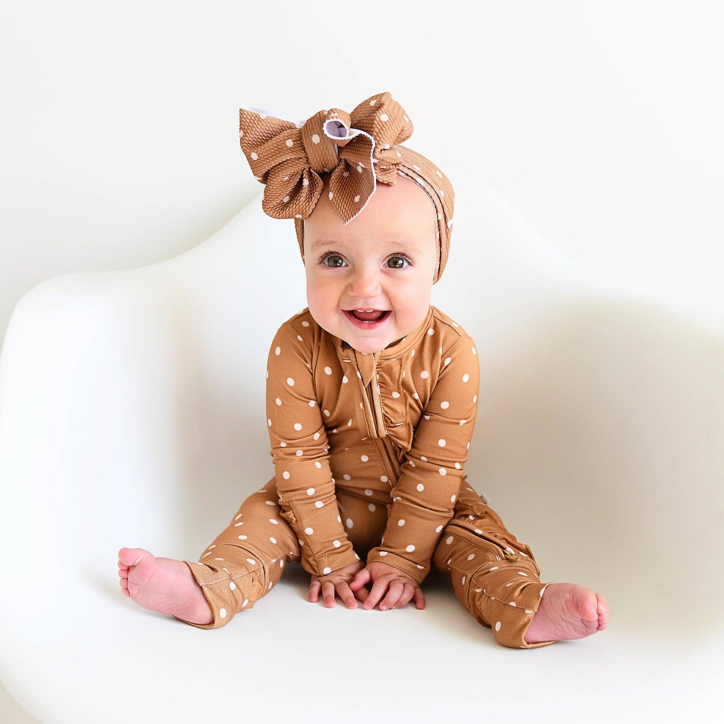 Maple Dot Ruffle Zippered Footie