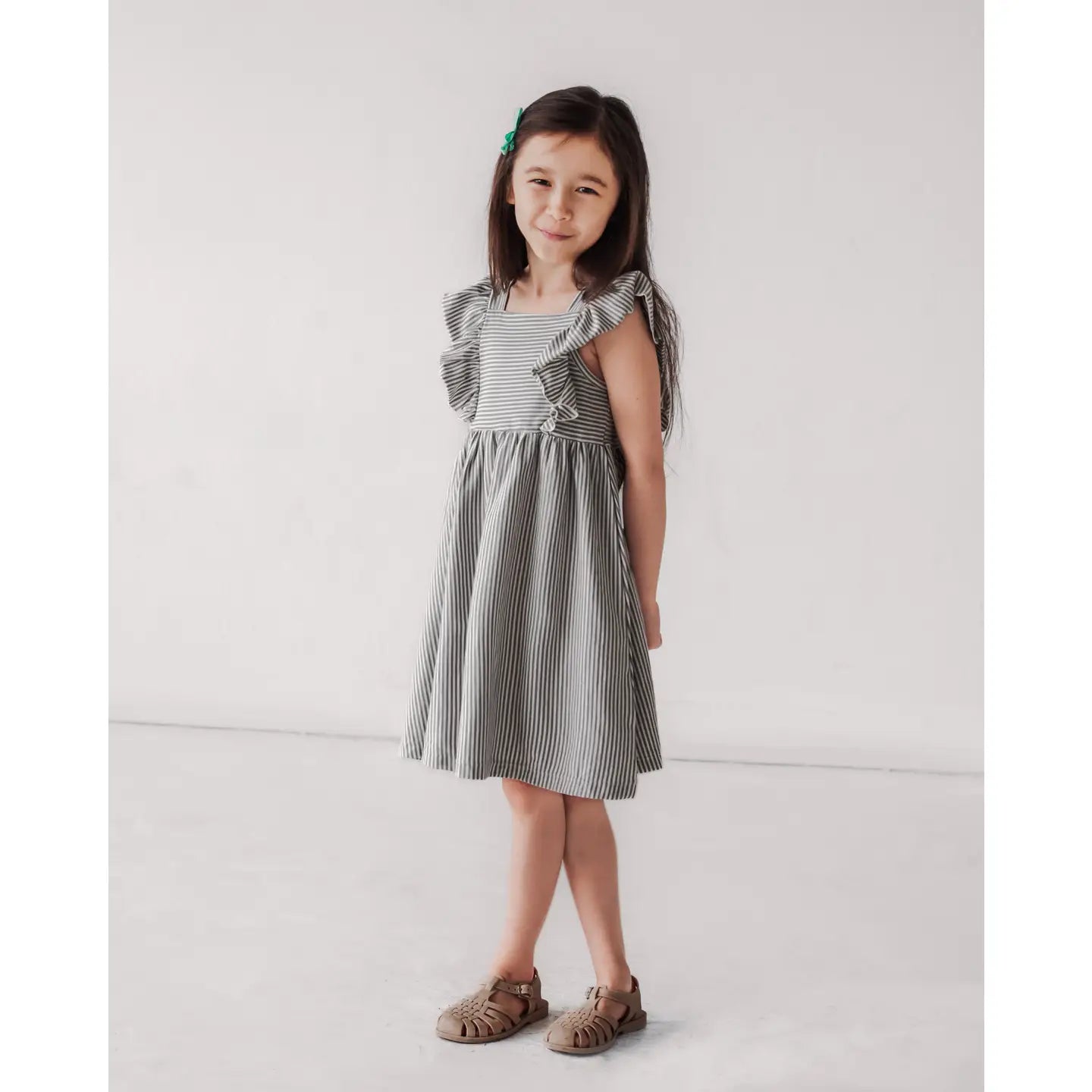 Flutter Tank Dress | Steel Stripe