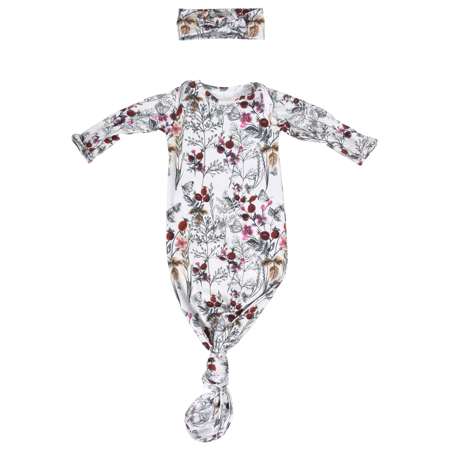 Floral Flower Knotted Gown & Hat | Newborn