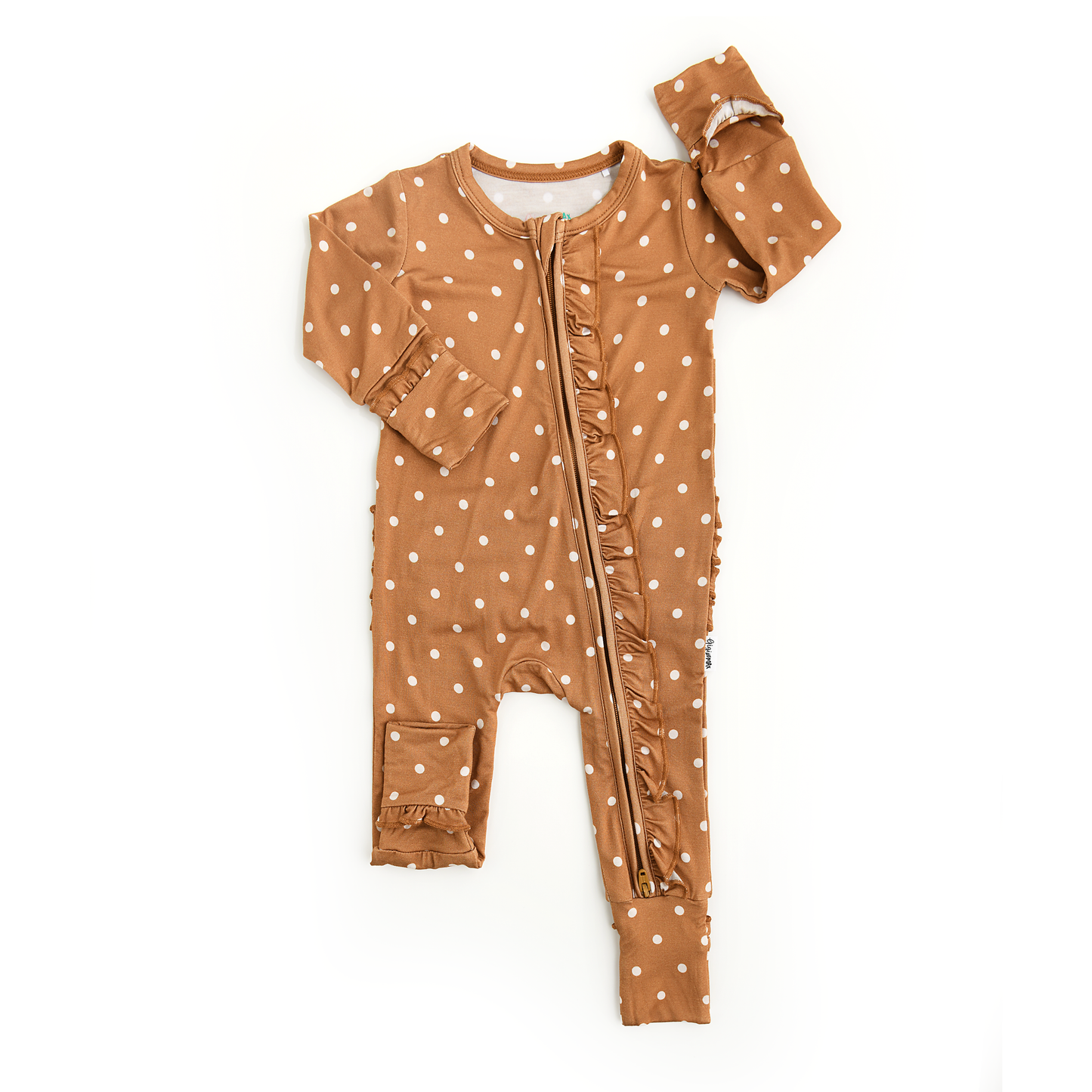 Maple Dot Ruffle Zippered Footie