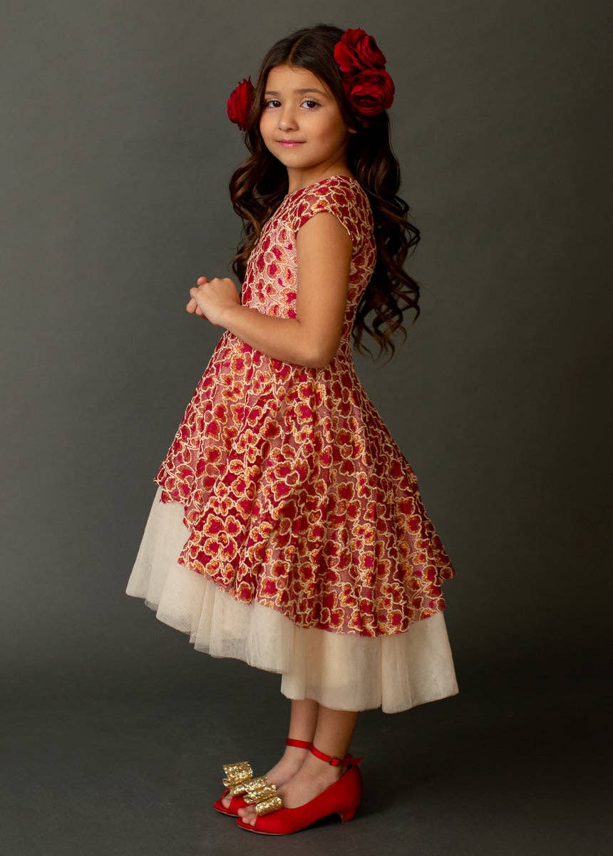 Annalis Dress | Scarlet Metallic