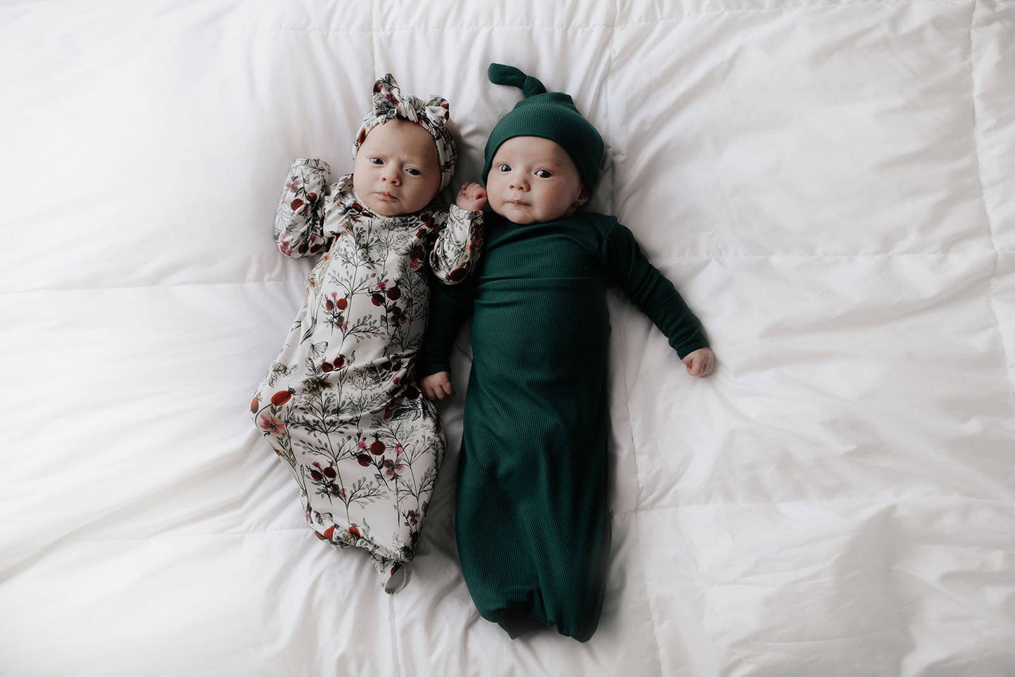 Floral Flower Knotted Gown & Hat | Newborn