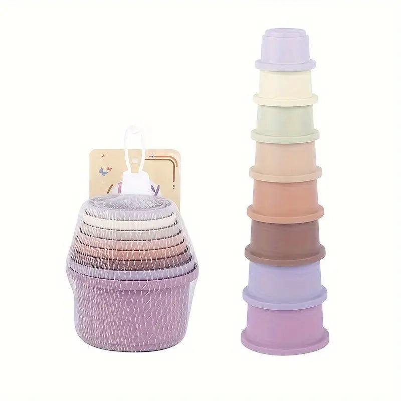 8-Piece Cup Stacking Set | Pastel Rainbow