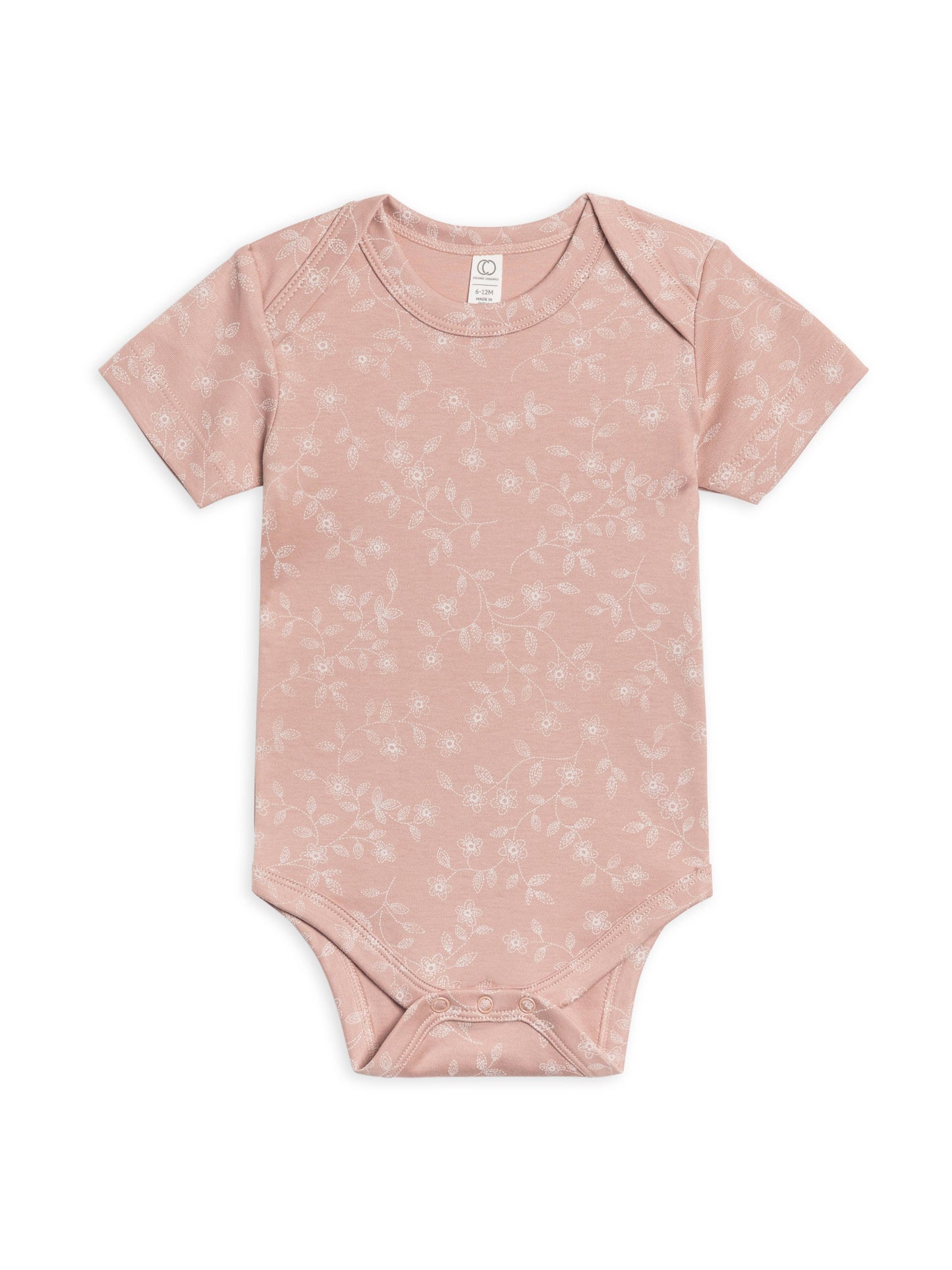Organic Baby Afton Bodysuit - Candice Floral / Dusty Mauve