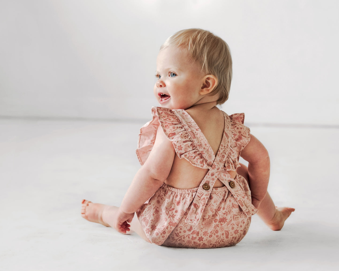 Flutter Front Romper | Blush Floral