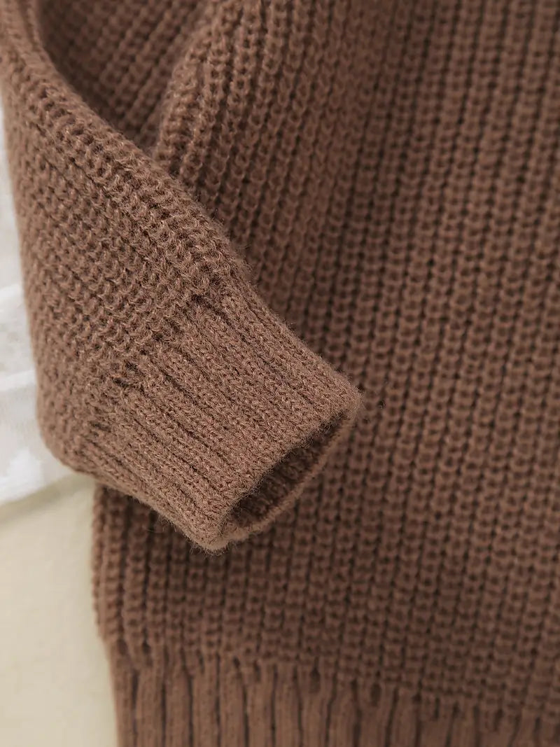 Baby Chunky Knit Braided Sweater | Chocolate