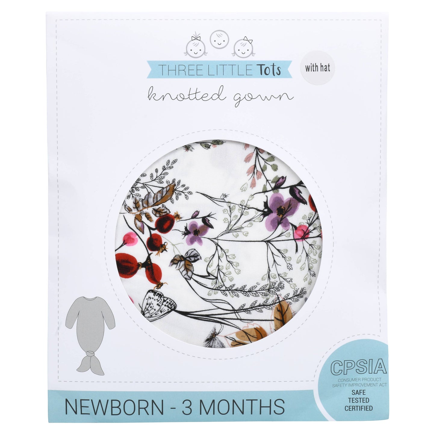 Floral Flower Knotted Gown & Hat | Newborn