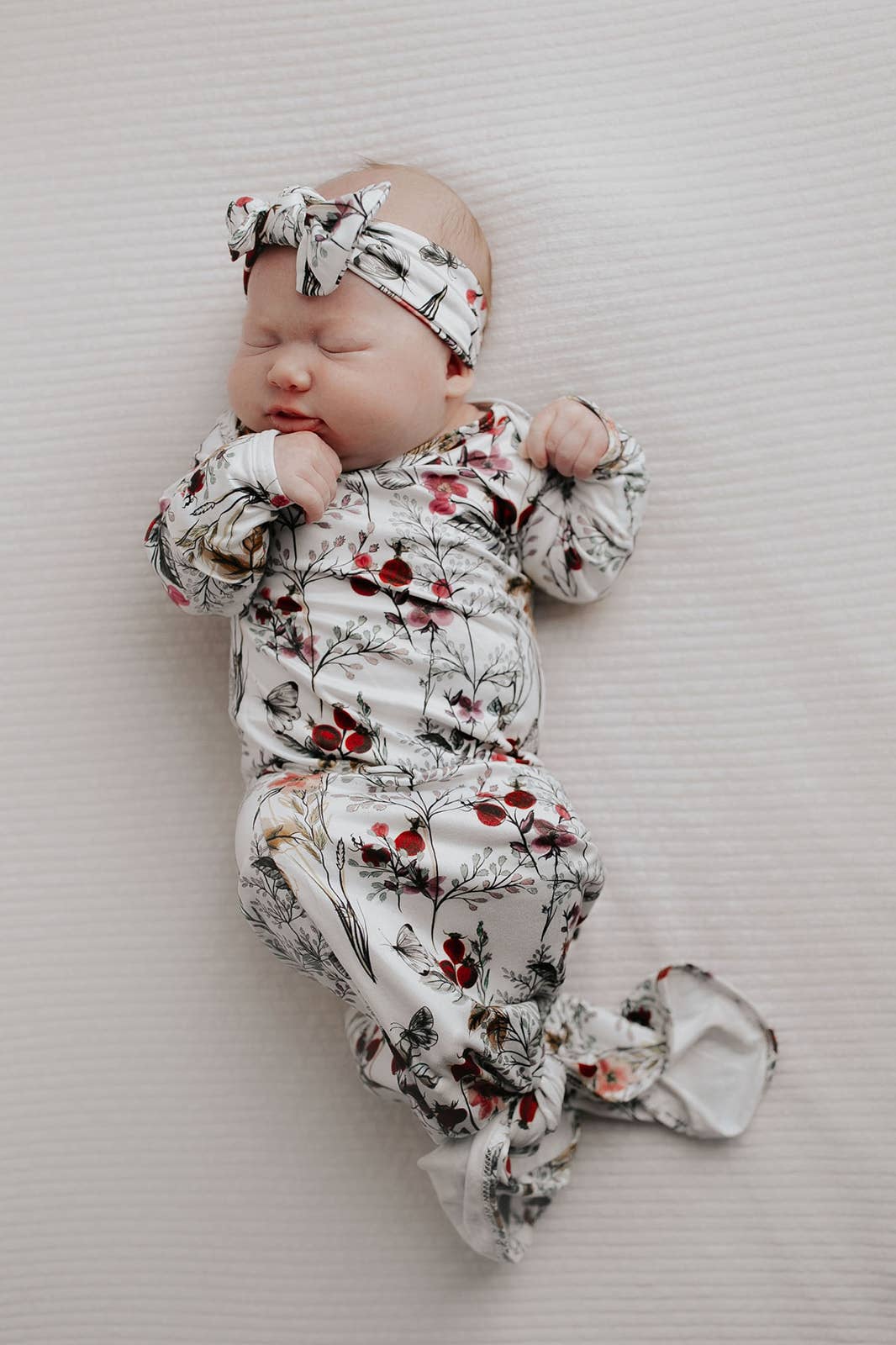 Floral Flower Knotted Gown & Hat | Newborn