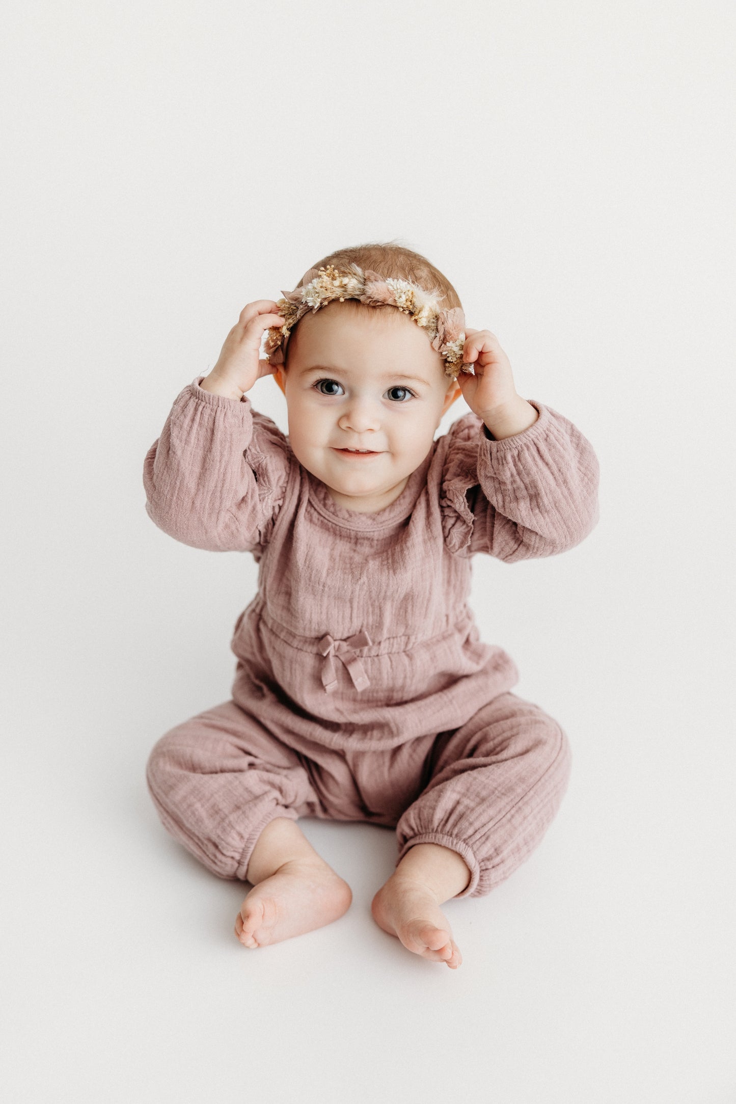 Embroidered Sleeve Long Romper | Lilac