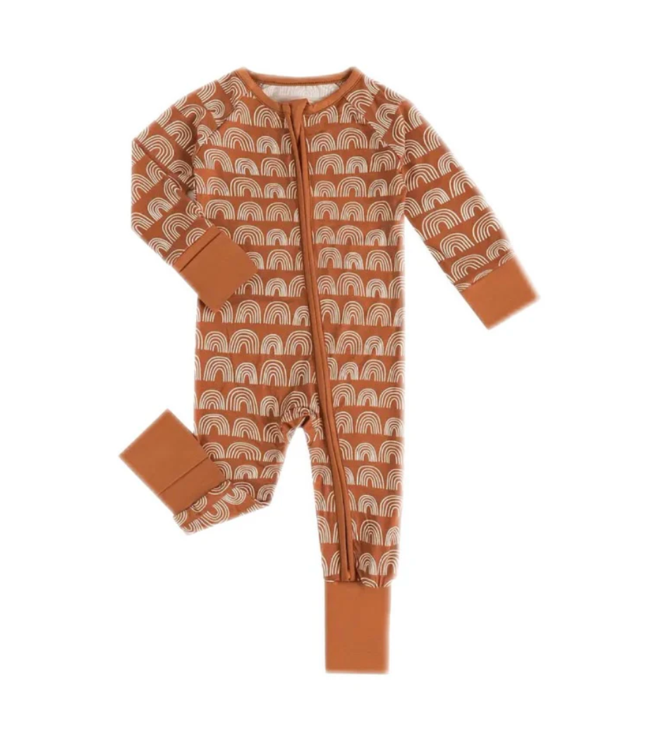 Rainbow Zippered Footie | Rust