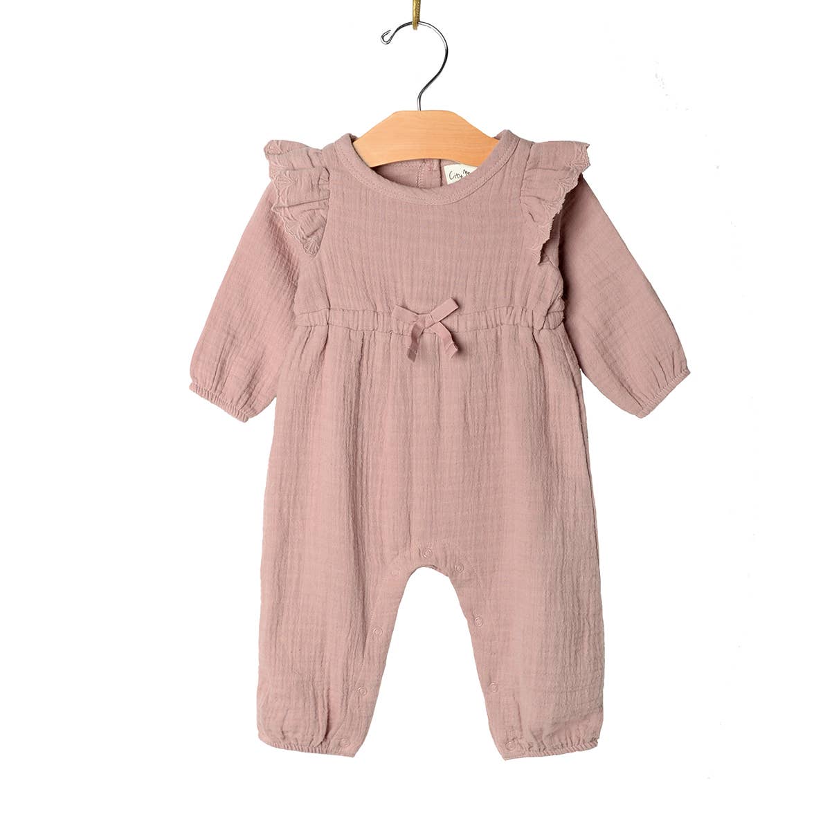 Embroidered Sleeve Long Romper | Lilac