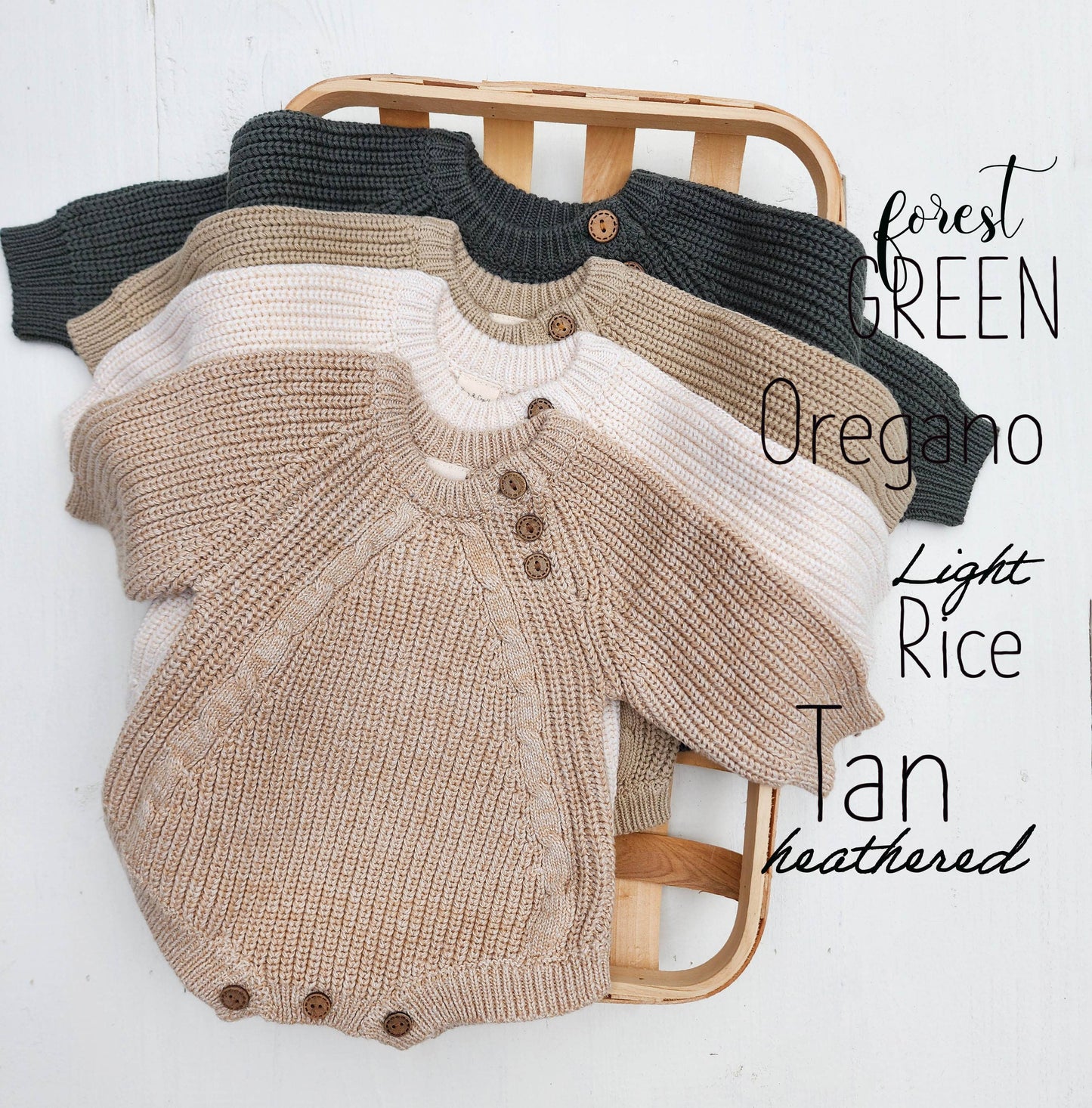Baby Knit Jumper Romper Neutral | Forest Green