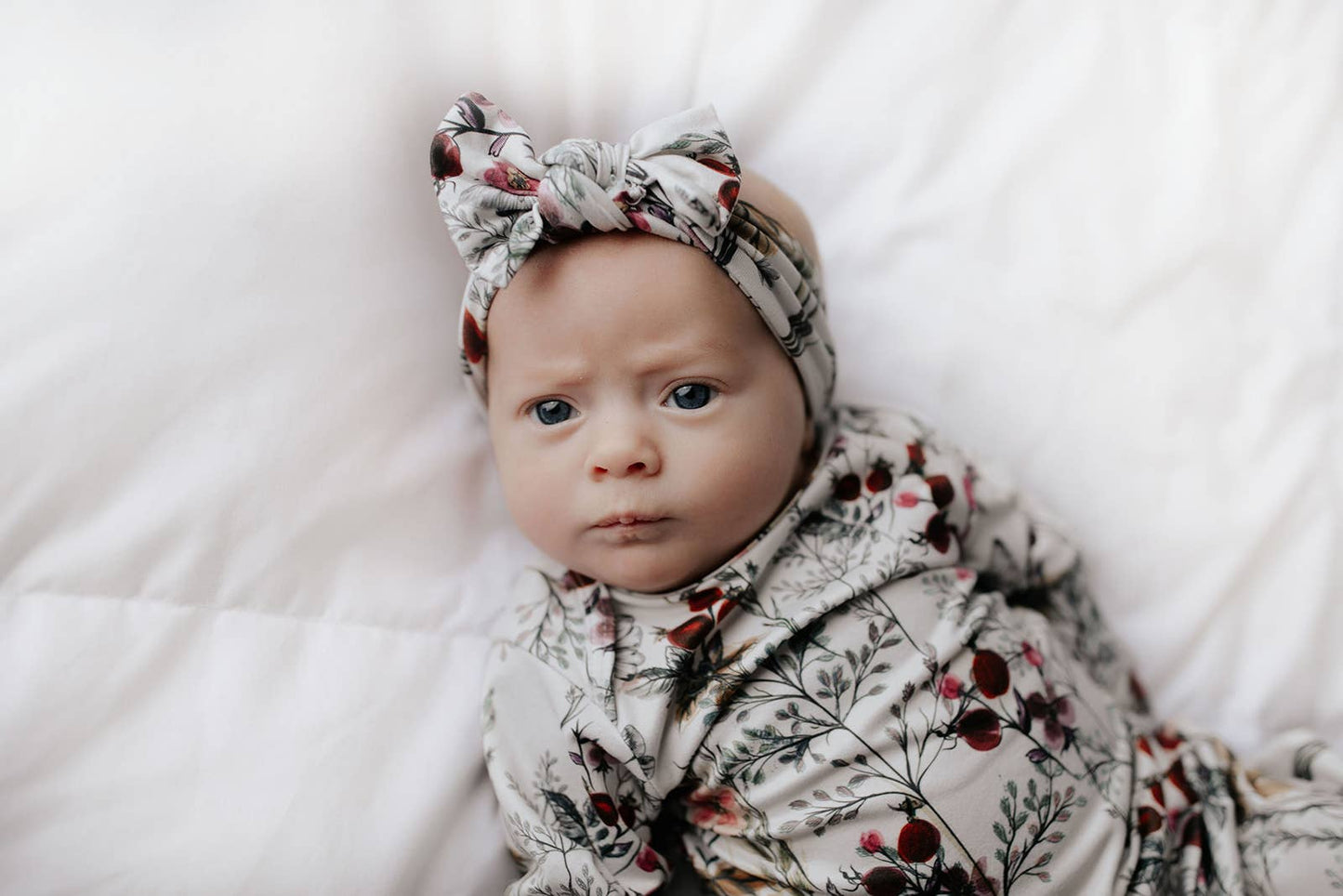 Floral Flower Knotted Gown & Hat | Newborn