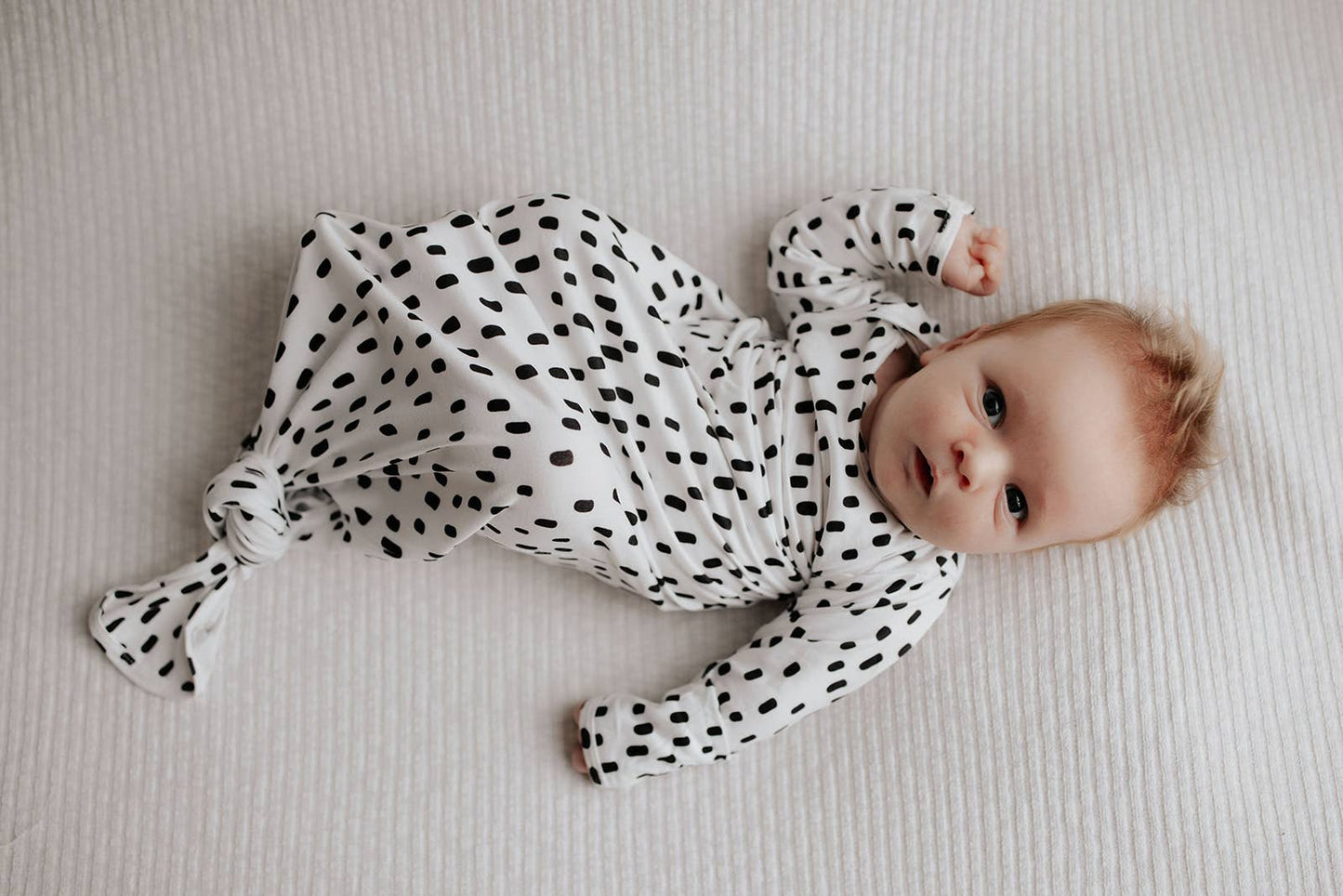 Black & White Poka Dot Knotted Gown & Hat | Newborn