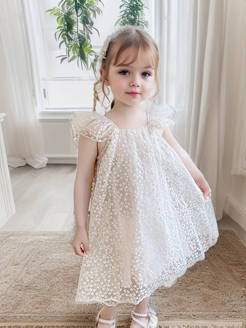 Floral Lace Jacquard Dress | Apricot