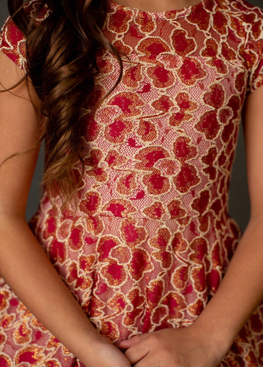 Annalis Dress | Scarlet Metallic