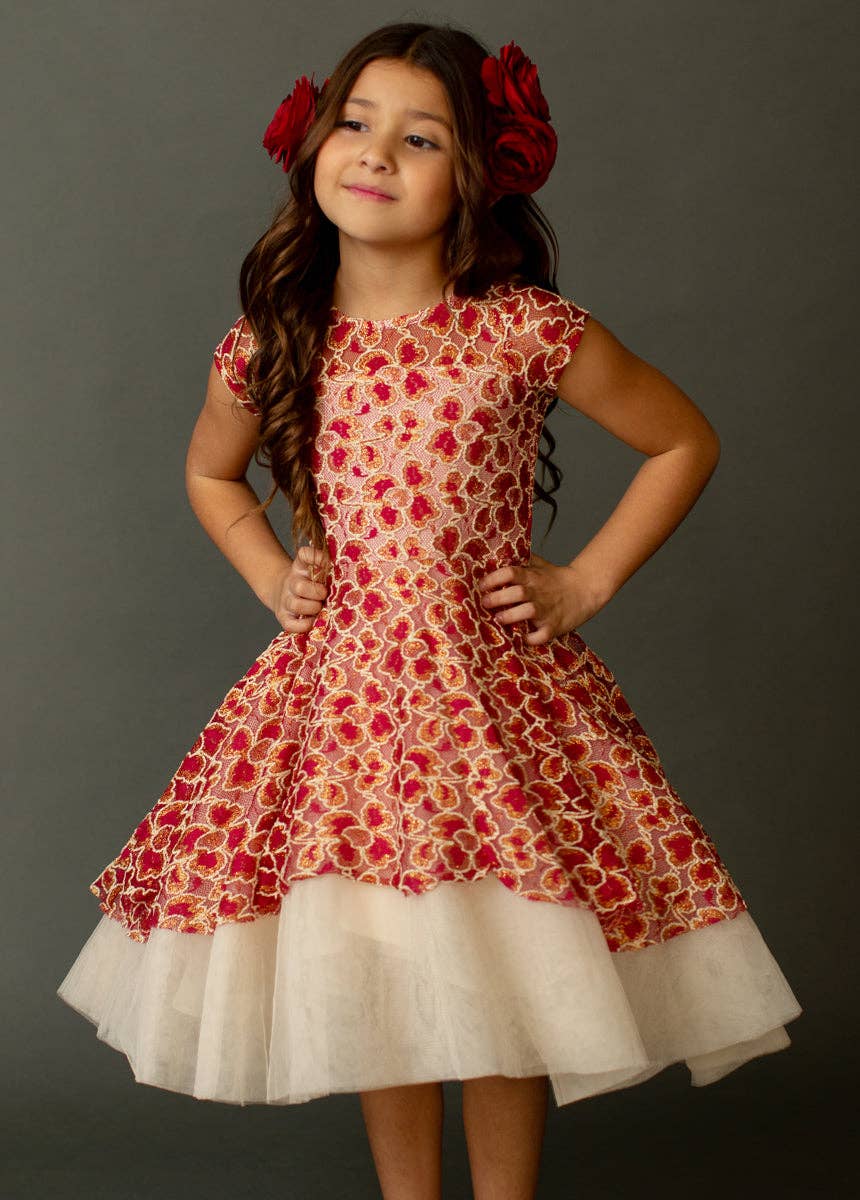 Annalis Dress | Scarlet Metallic