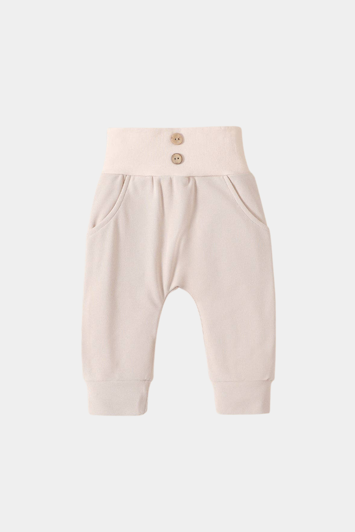 Unisex Waffle High Waist Pants | Cream