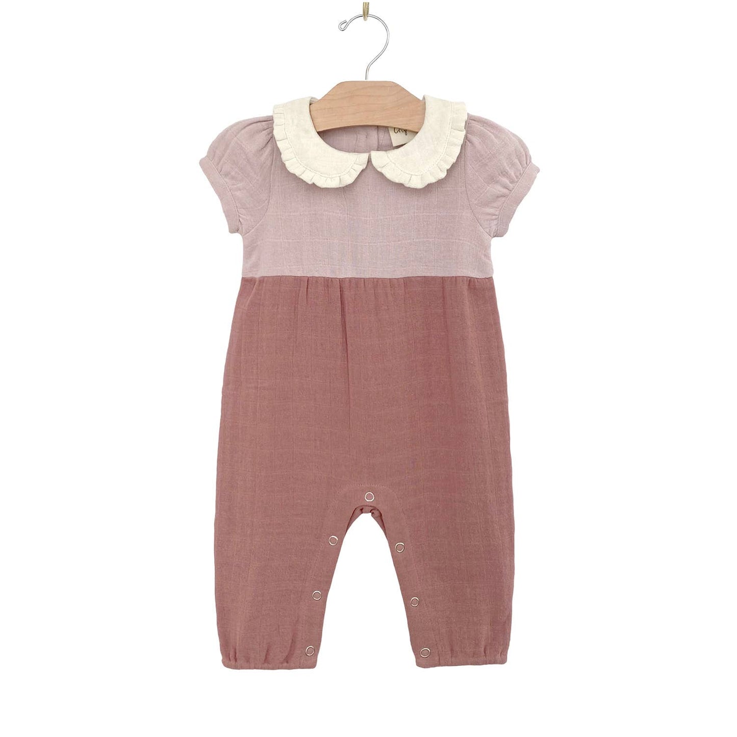 Colorblock Collar Romper- Soft Rose