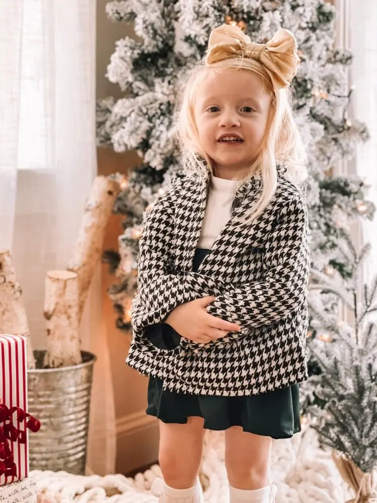 Waldorf Button Front Pea Coat - Houndstooth