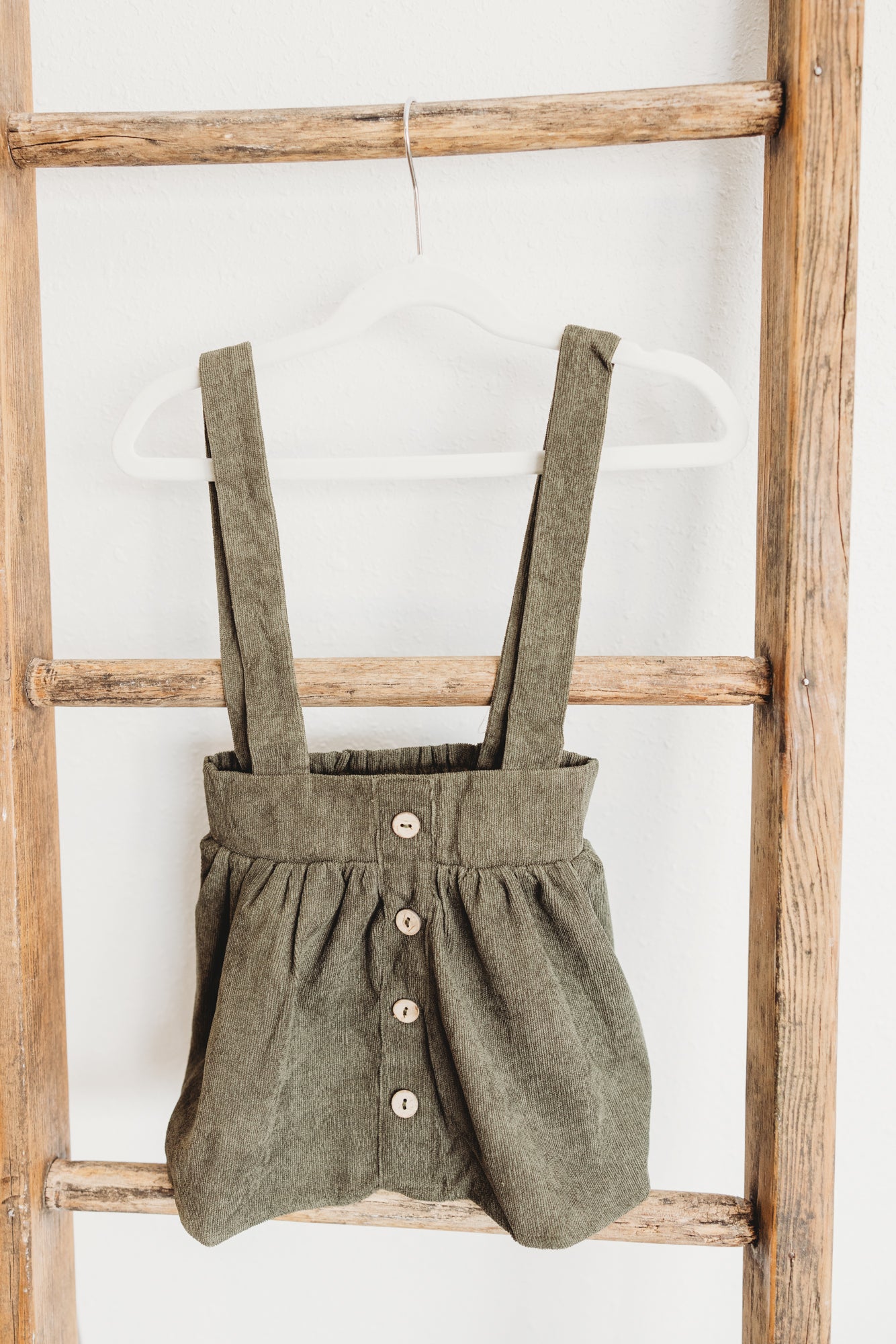 Fallon Corduroy Suspender Skirt - Olive