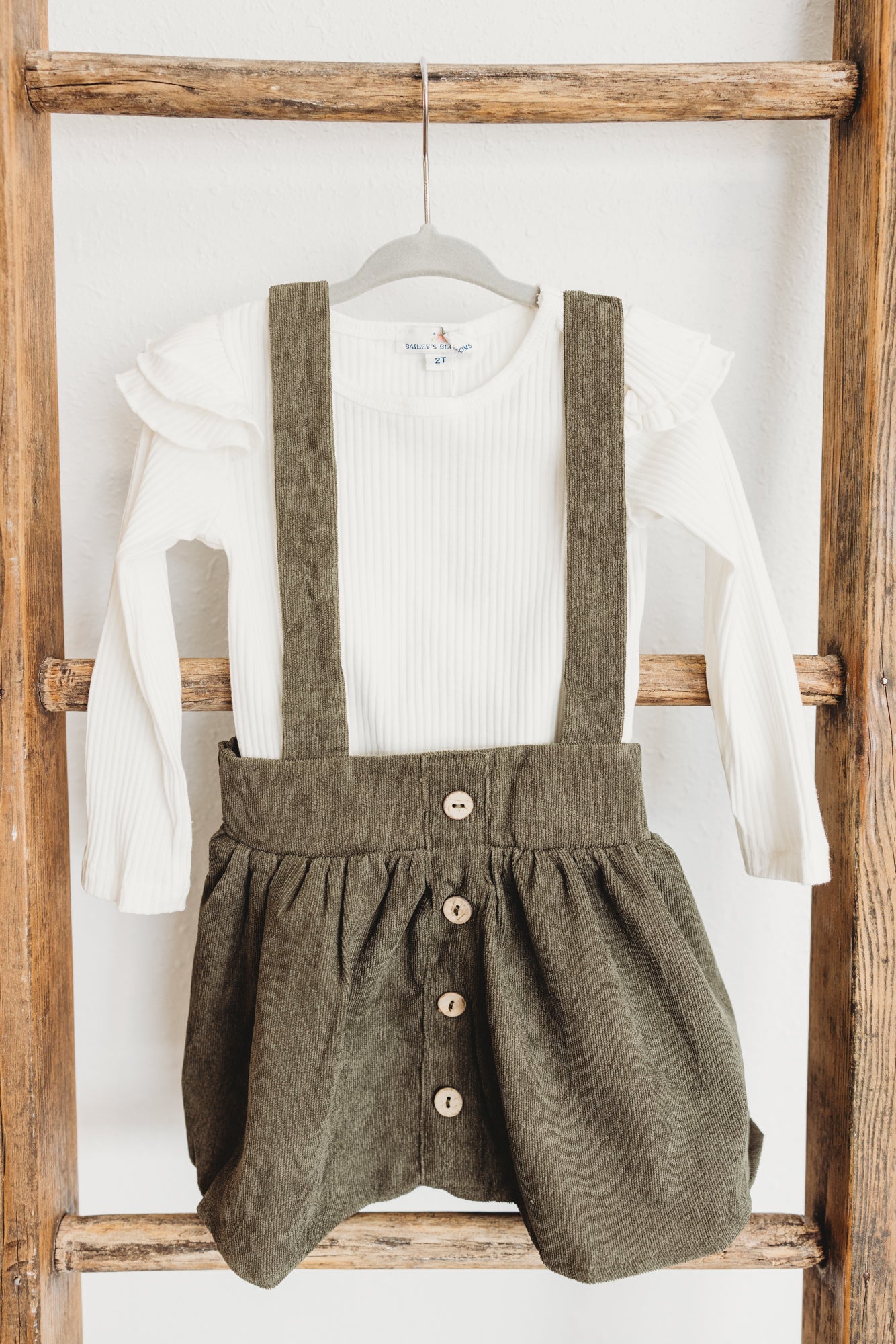 Fallon Corduroy Suspender Skirt - Olive