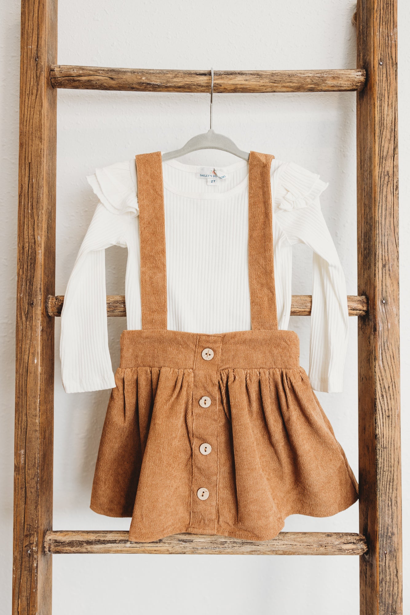 Fallon Corduroy Suspender Skirt - Praline