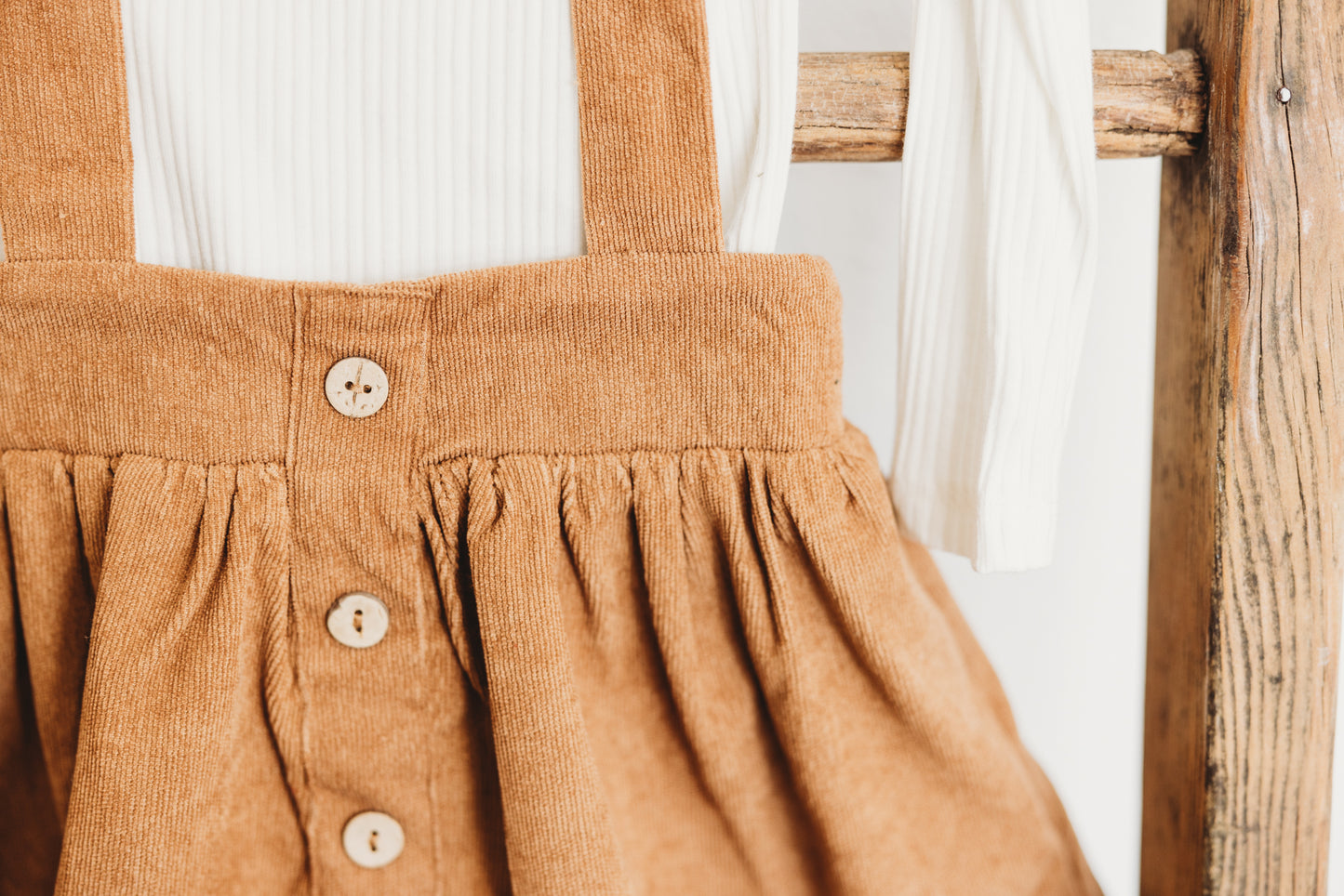 Fallon Corduroy Suspender Skirt - Praline