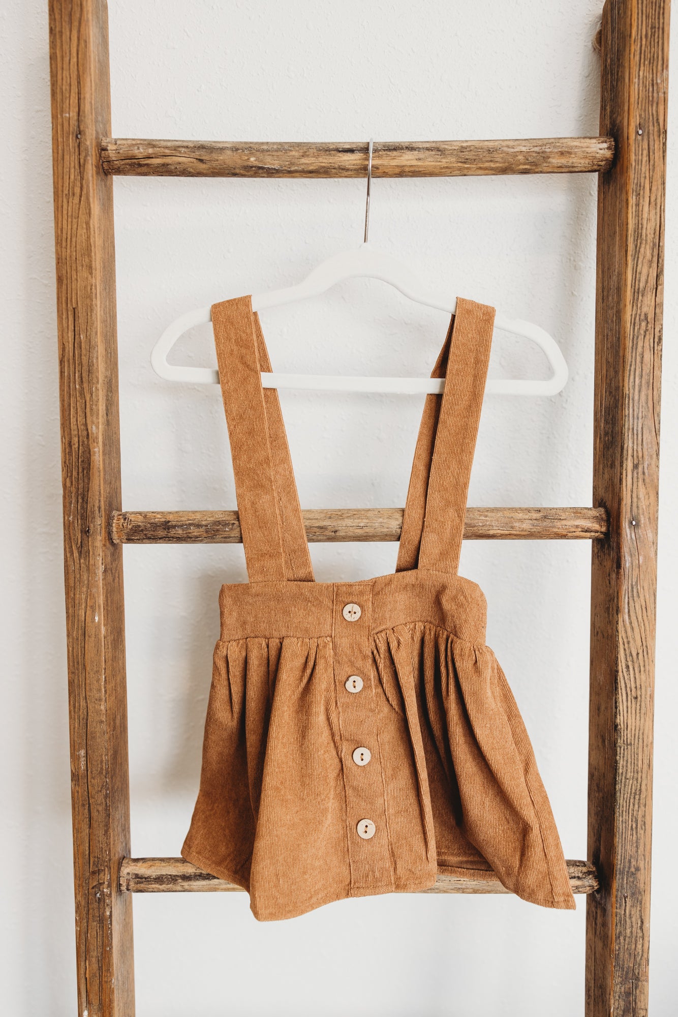 Fallon Corduroy Suspender Skirt - Praline
