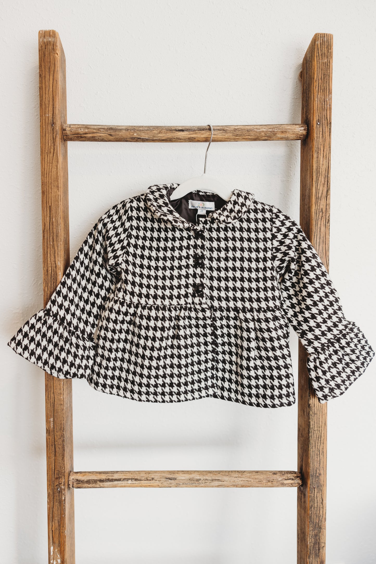 Waldorf Button Front Pea Coat - Houndstooth