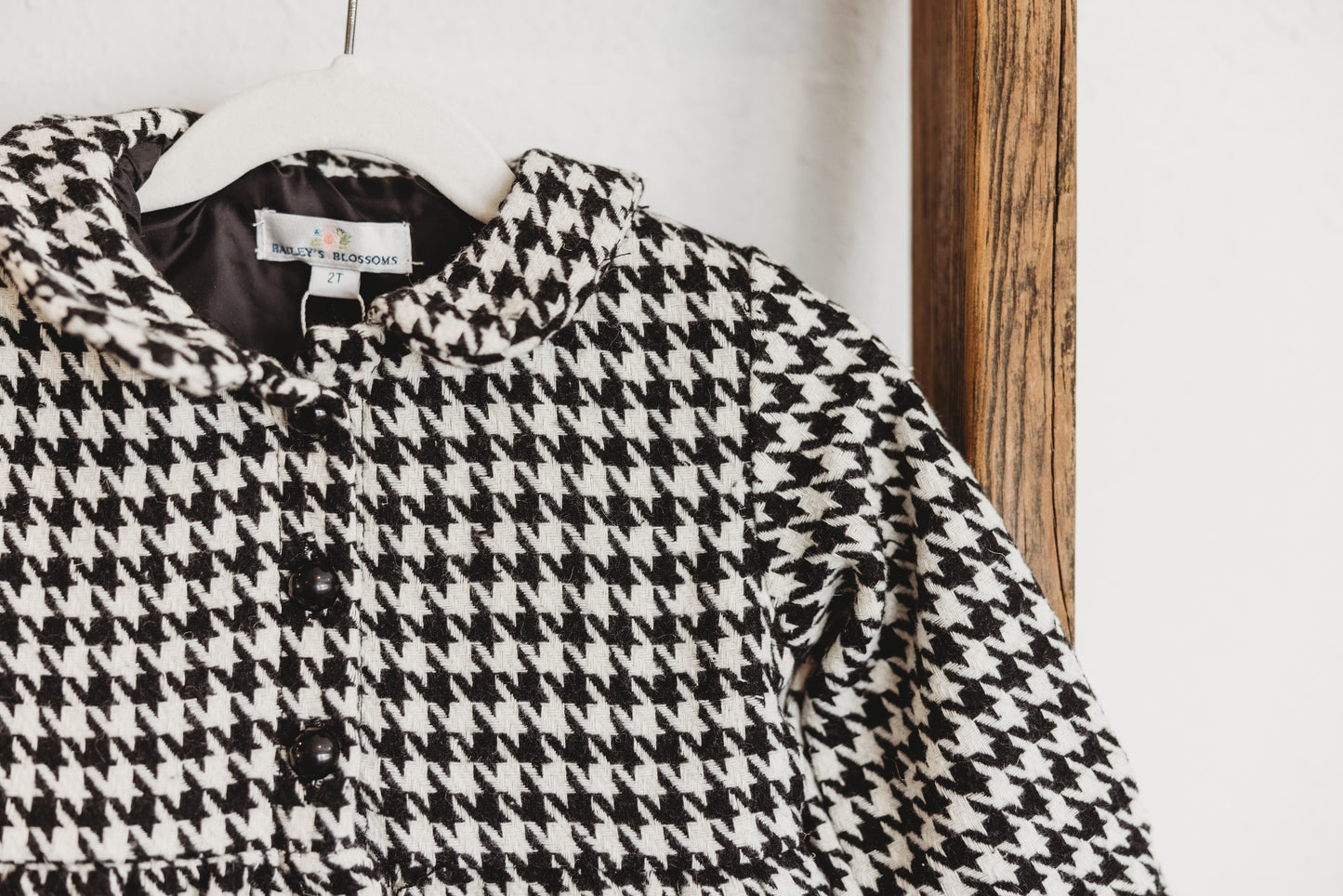 Waldorf Button Front Pea Coat - Houndstooth