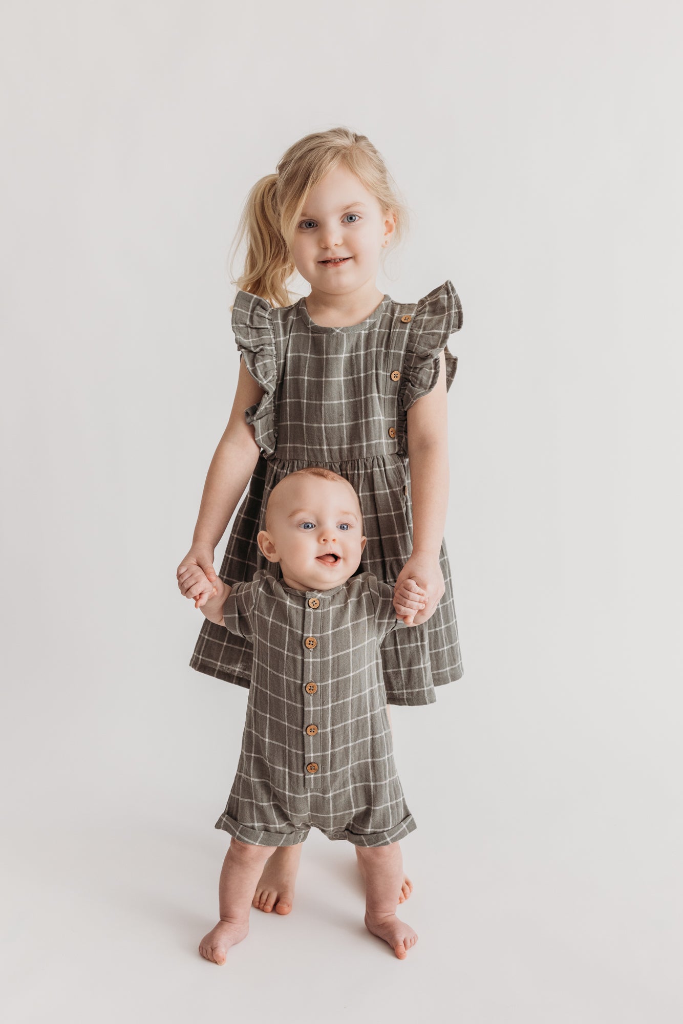 Side Button Dress - Windowpane