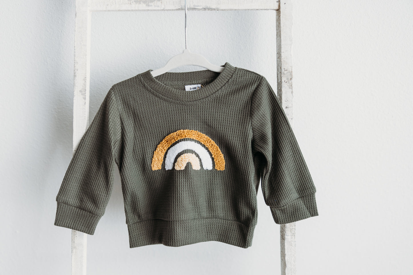 Rainbow Waffle Knit Long Sleeve Sweatshirt
