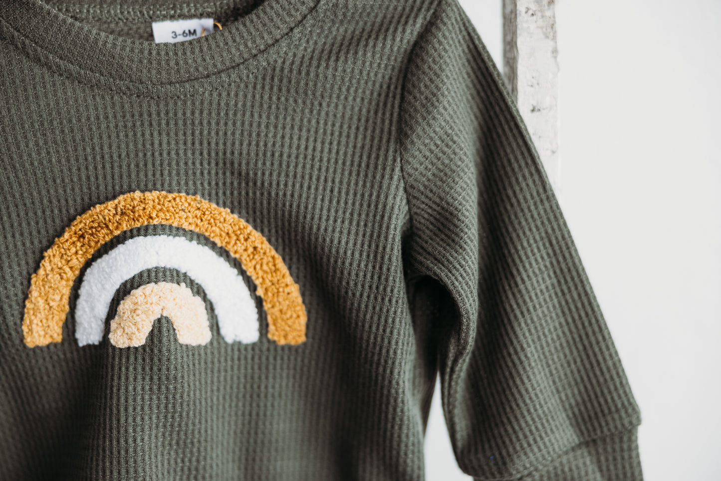 Rainbow Waffle Knit Long Sleeve Sweatshirt