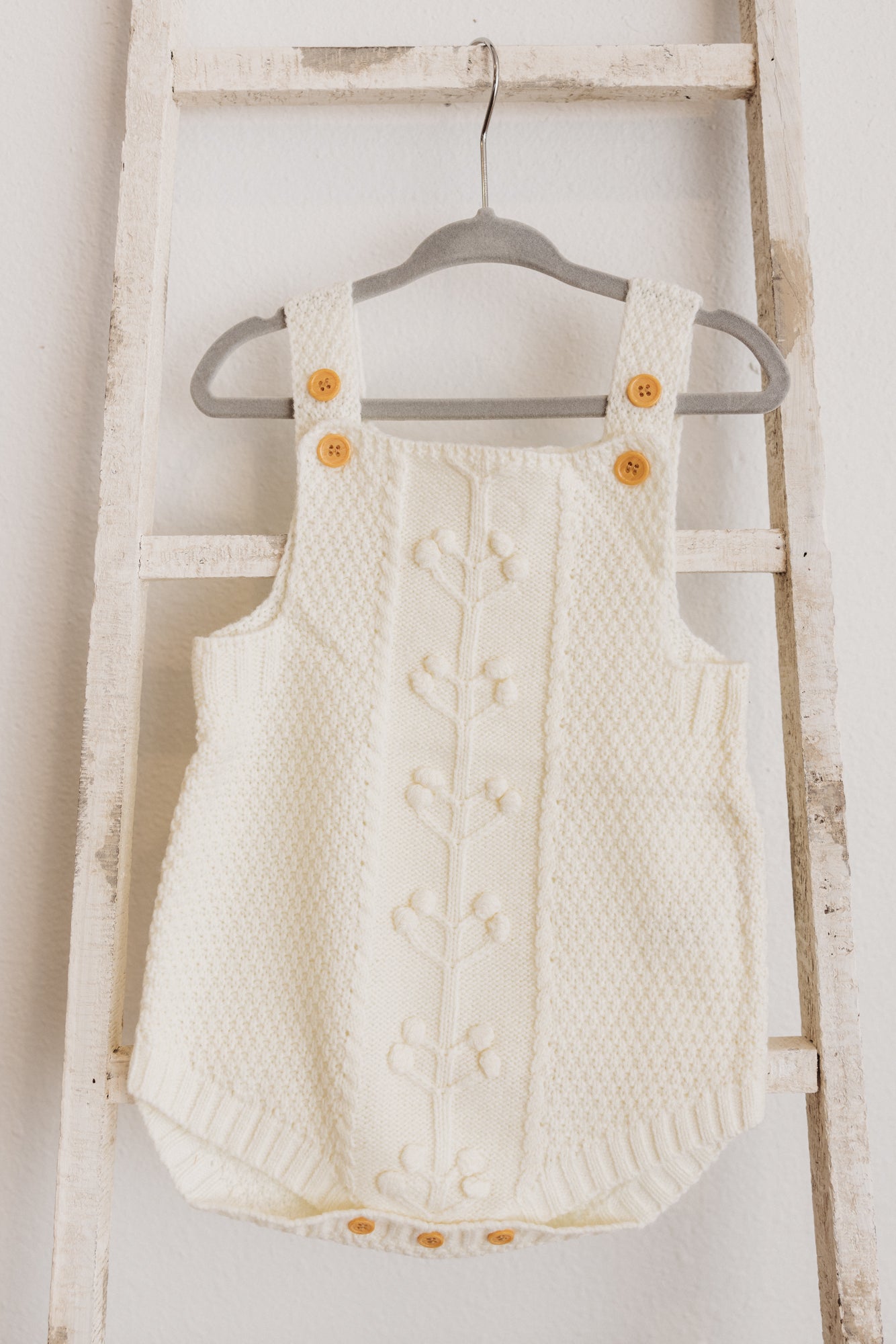 Knitted Sleeveless Boho Romper Cream