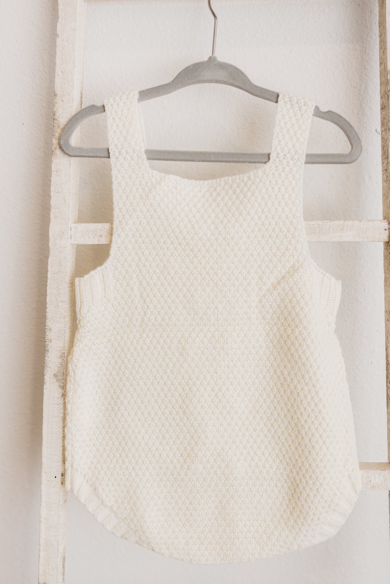 Knitted Sleeveless Boho Romper Cream