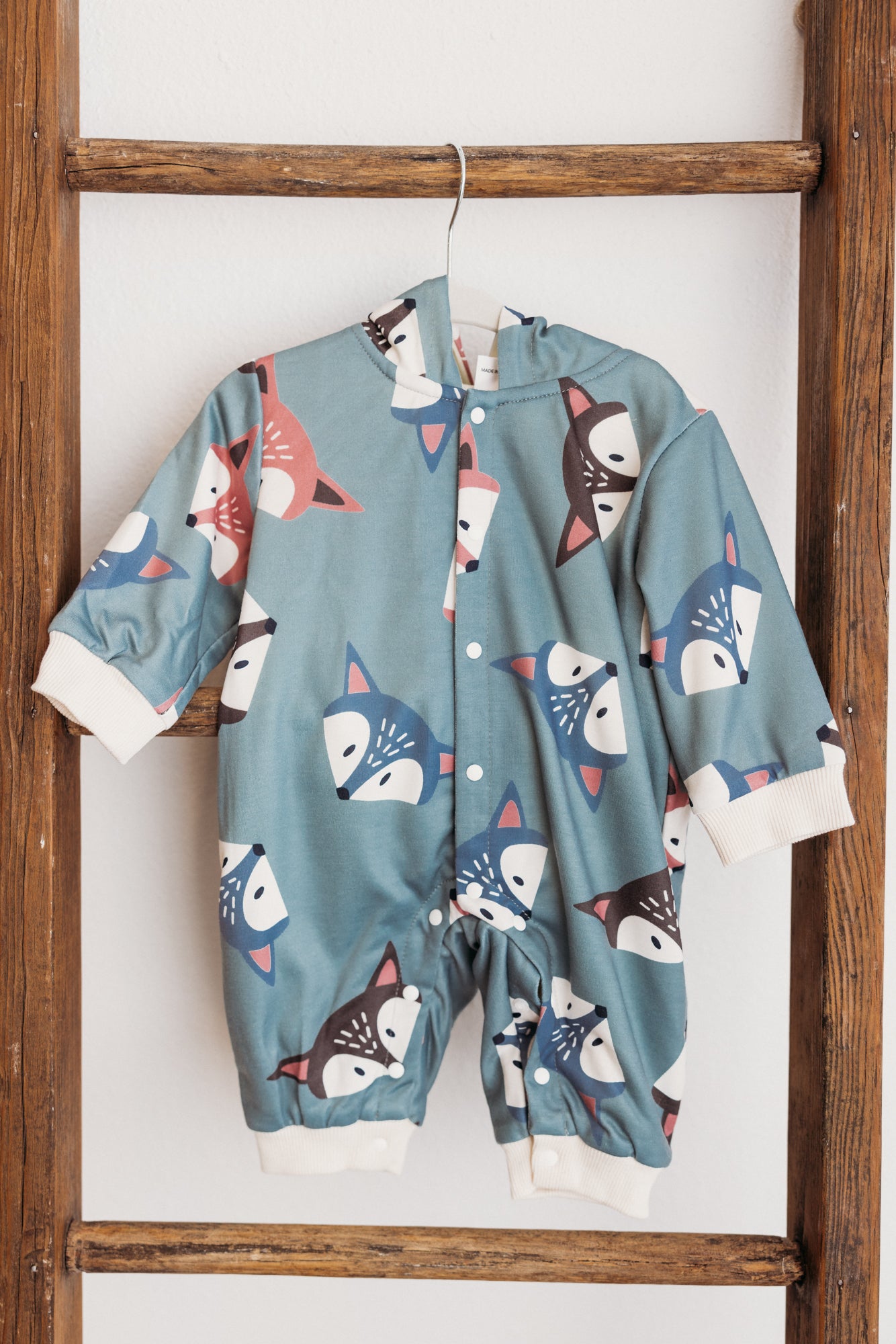 Hooded Button Up Jumpsuit Light Blue