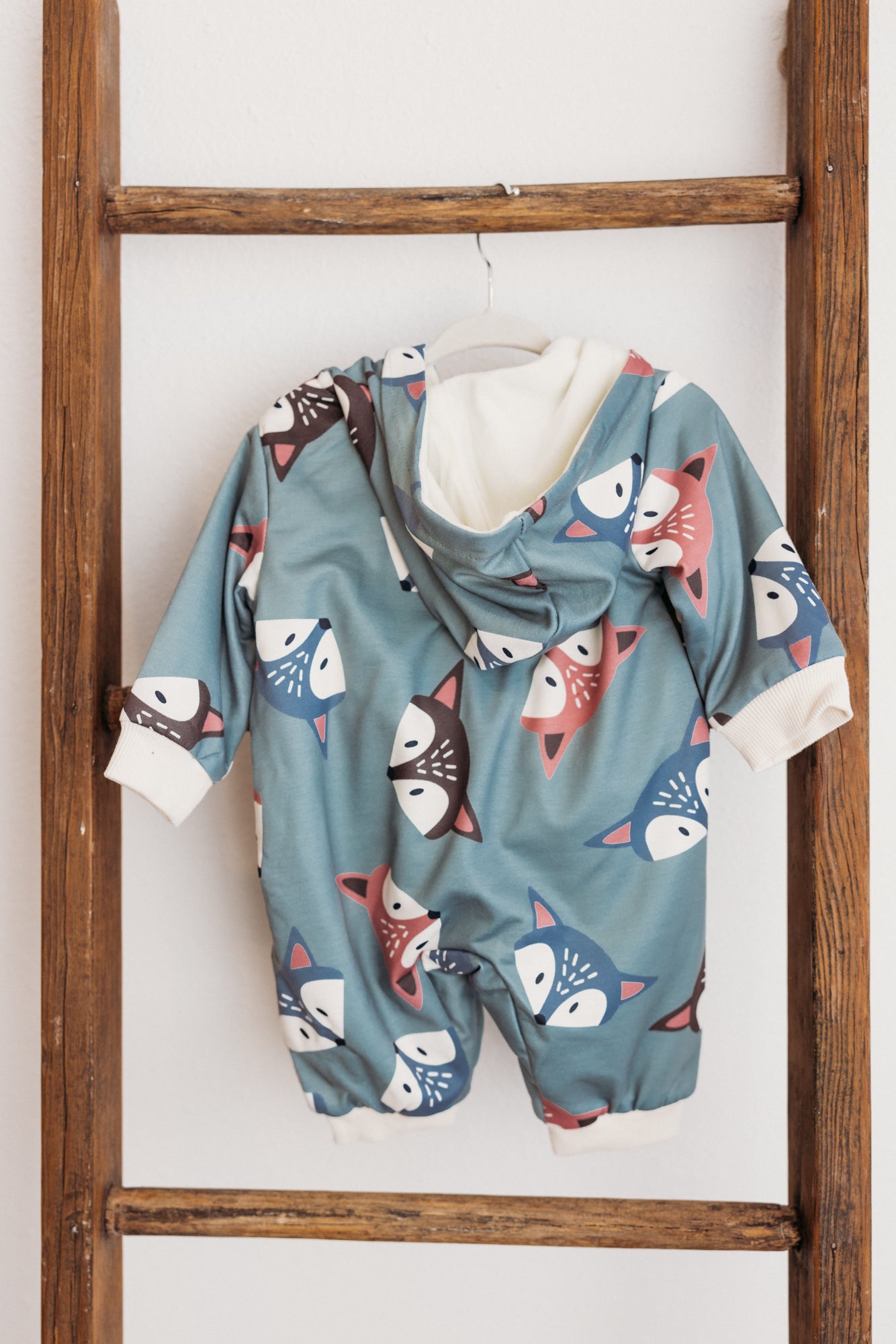 Hooded Button Up Jumpsuit Light Blue